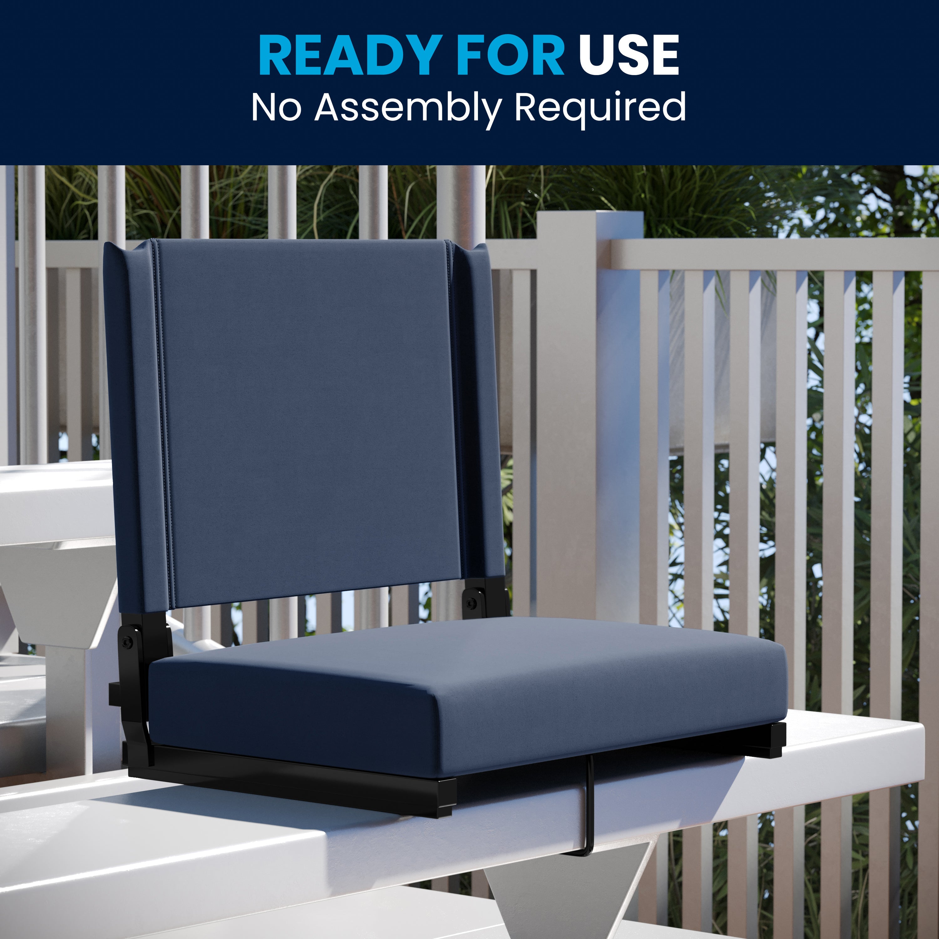 Grandstand Comfort Stadium Seat with Handle, 500 lb Rated, Padded Cushions, Foldable & Lightweight for Bleachers & Outdoor Events, Navy Blue