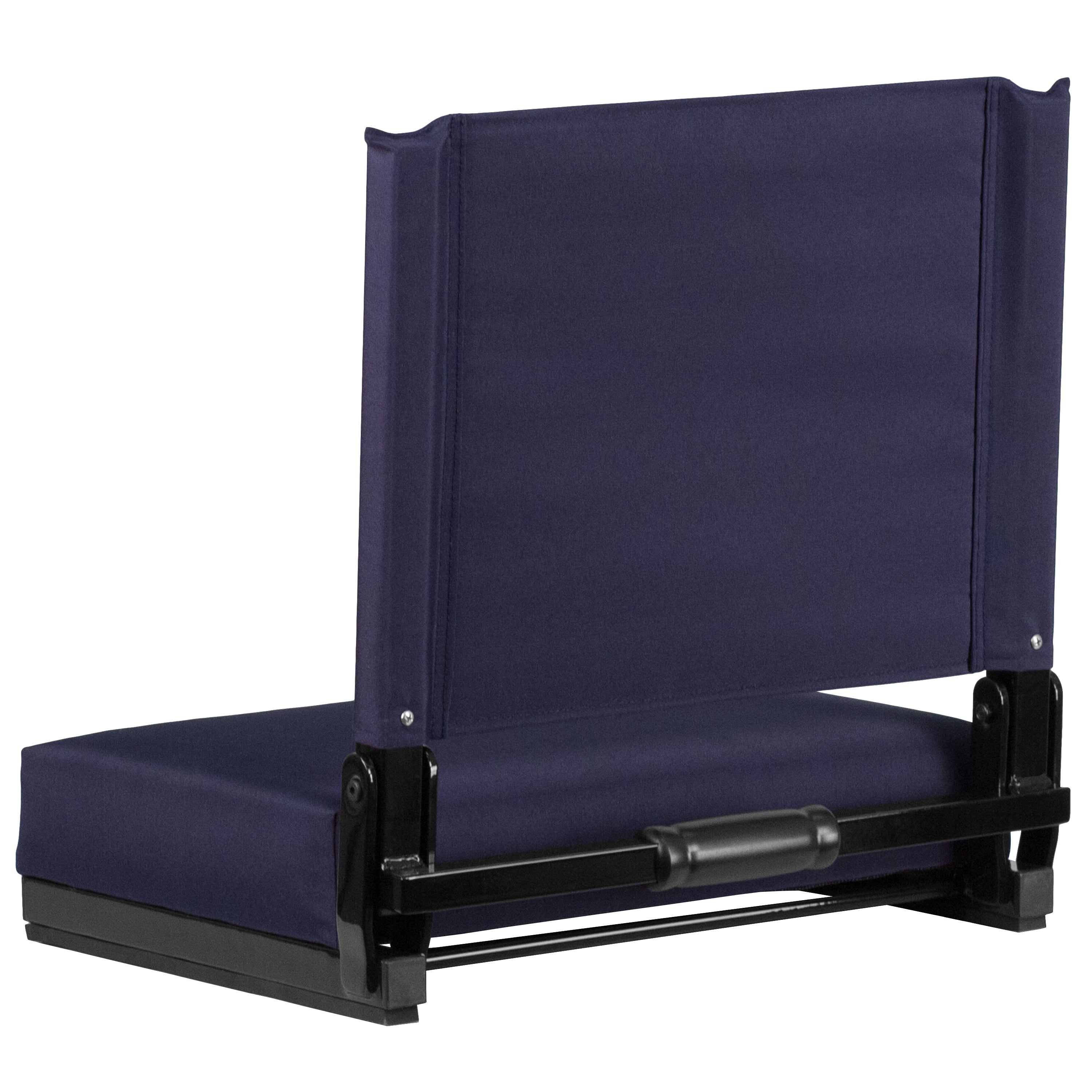 Grandstand Comfort 500 lb Capacity Padded Stadium Chairs, Folding Seats with Handles, Lightweight & Durable, Navy
