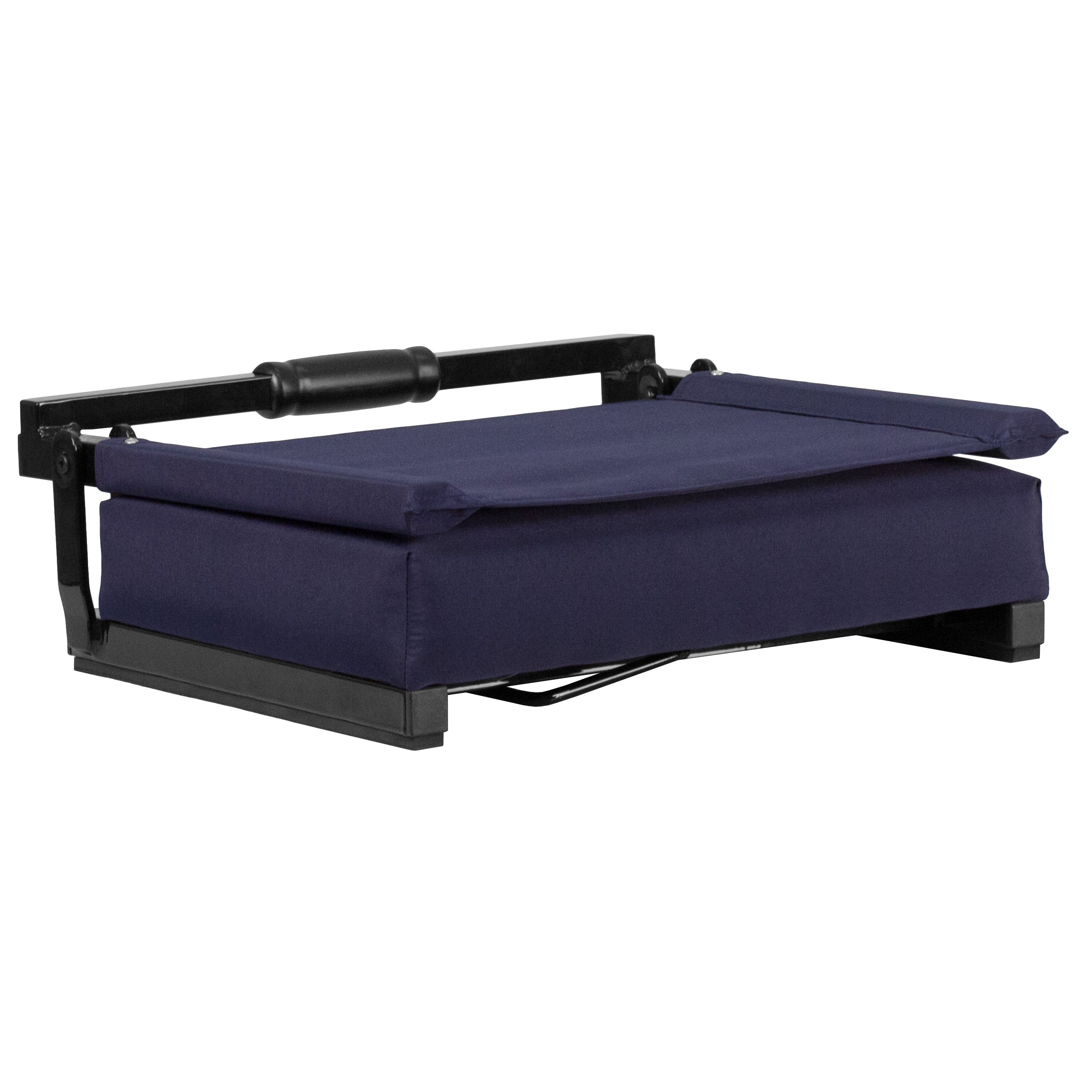 Grandstand Comfort 500 lb Capacity Padded Stadium Chairs, Folding Seats with Handles, Lightweight & Durable, Navy
