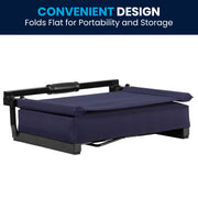 Grandstand Comfort 500 lb Capacity Padded Stadium Chairs, Folding Seats with Handles, Lightweight & Durable, Navy