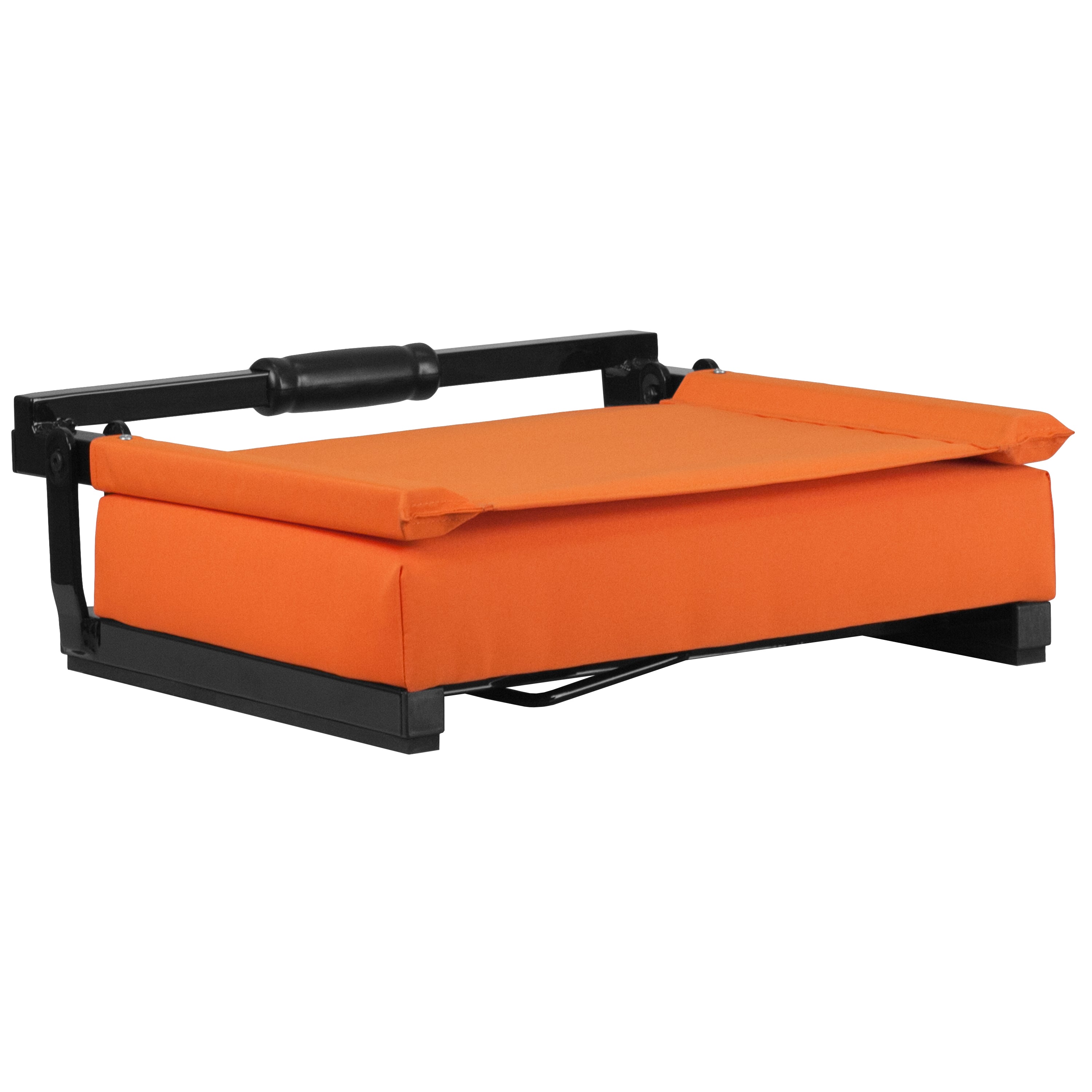 Grandstand Comfort 500 lb Capacity Padded Stadium Chairs, Folding Seats with Handles, Lightweight & Durable, Orange