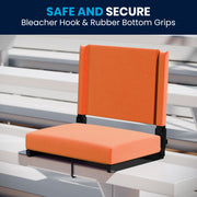 Grandstand Comfort 500 lb Capacity Padded Stadium Chairs, Folding Seats with Handles, Lightweight & Durable, Orange