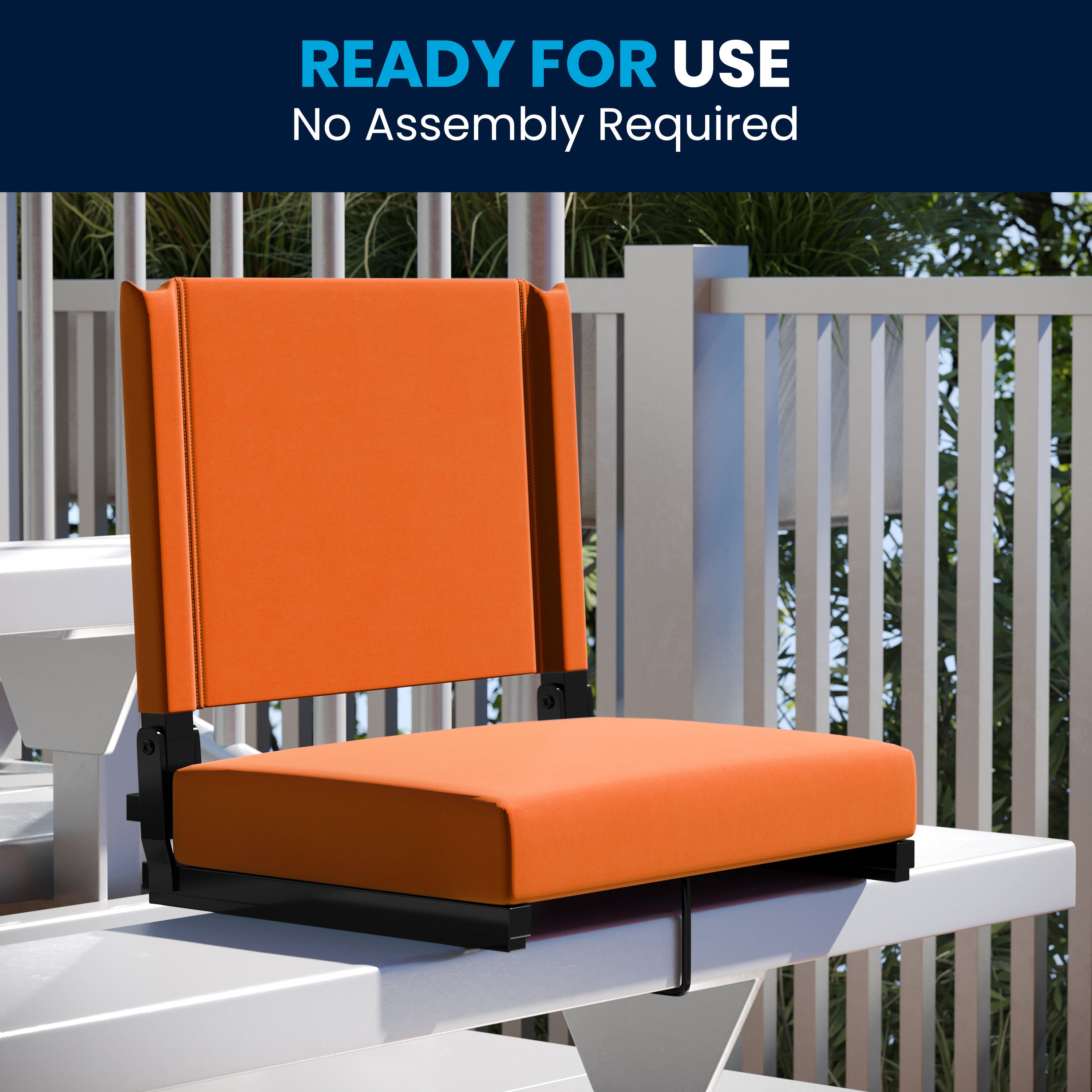Grandstand Comfort 500 lb Capacity Padded Stadium Chairs, Folding Seats with Handles, Lightweight & Durable, Orange