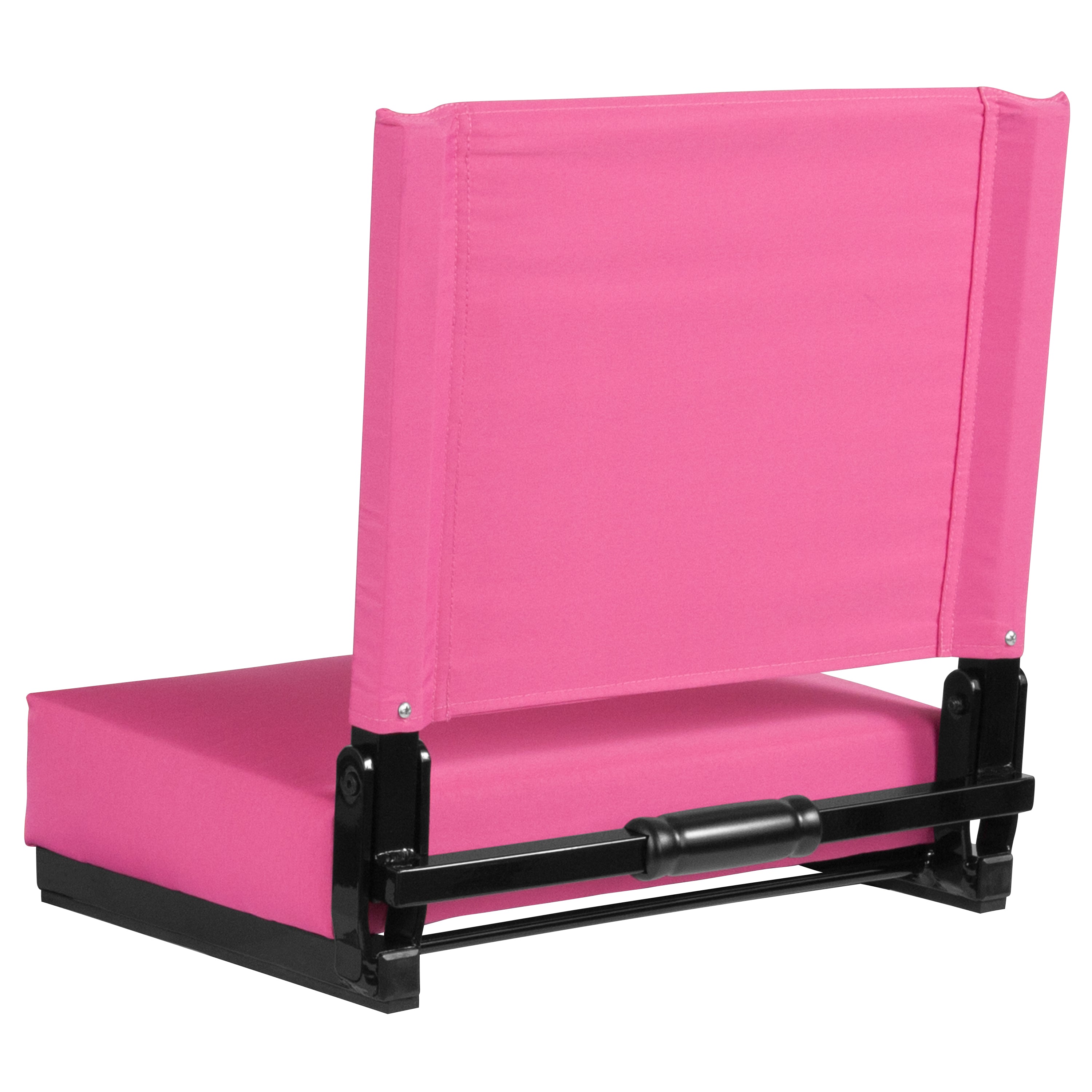Grandstand Comfort 500 lb Capacity Padded Stadium Chairs, Folding Seats with Handles, Lightweight & Durable, Pink