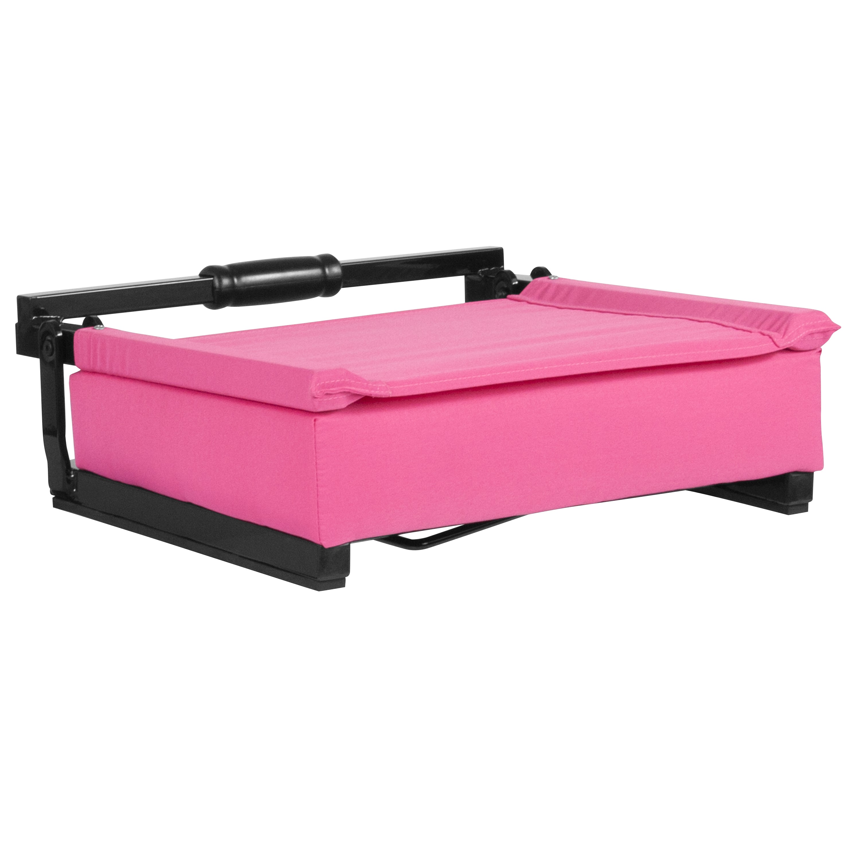Grandstand Comfort 500 lb Capacity Padded Stadium Chairs, Folding Seats with Handles, Lightweight & Durable, Pink