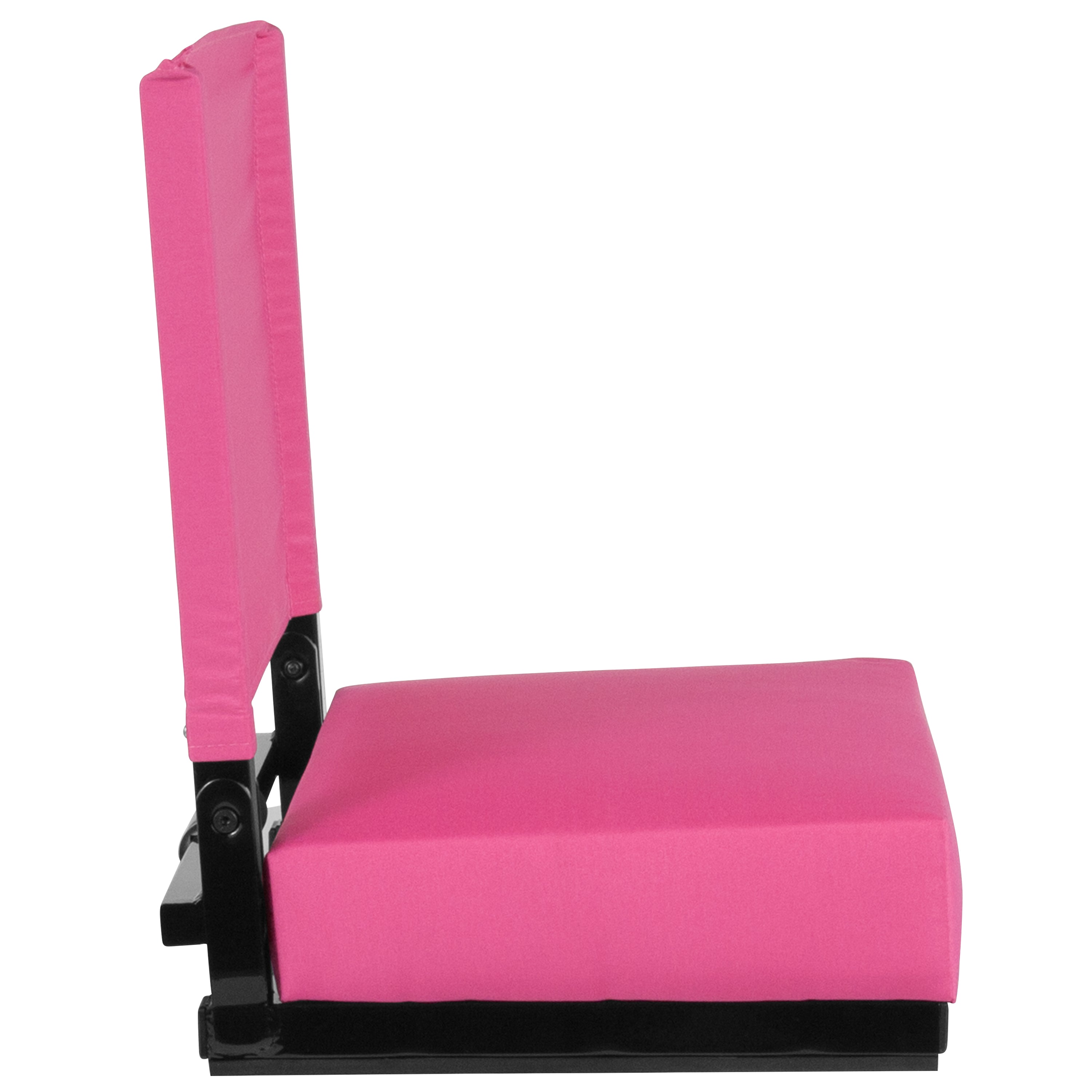 Grandstand Comfort 500 lb Capacity Padded Stadium Chairs, Folding Seats with Handles, Lightweight & Durable, Pink