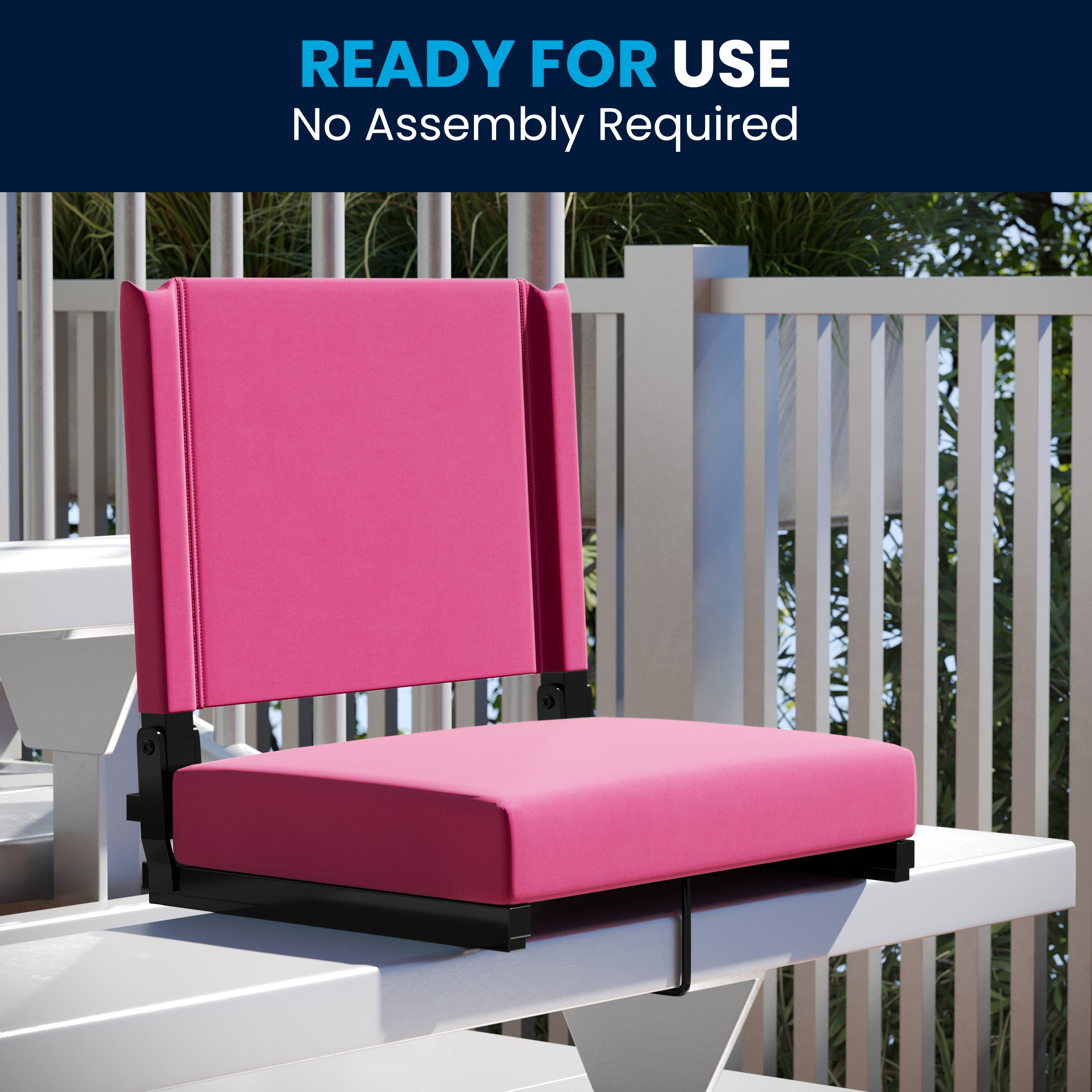 Grandstand Comfort 500 lb Capacity Padded Stadium Chairs, Folding Seats with Handles, Lightweight & Durable, Pink