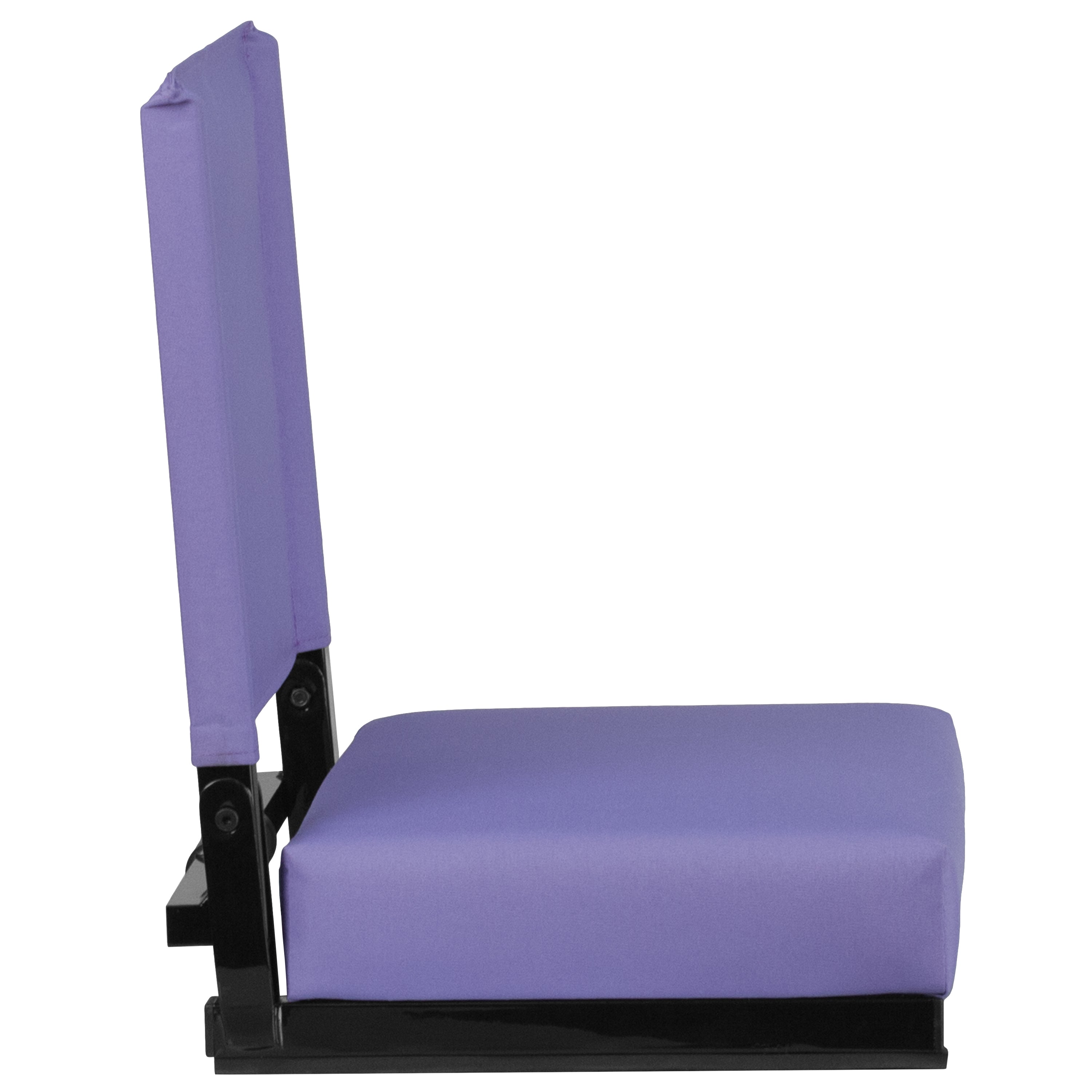 Grandstand Comfort 500 lb Capacity Padded Stadium Chairs, Folding Seats with Handles, Lightweight & Durable, Purple