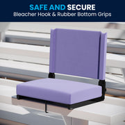 Grandstand Comfort 500 lb Capacity Padded Stadium Chairs, Folding Seats with Handles, Lightweight & Durable, Purple