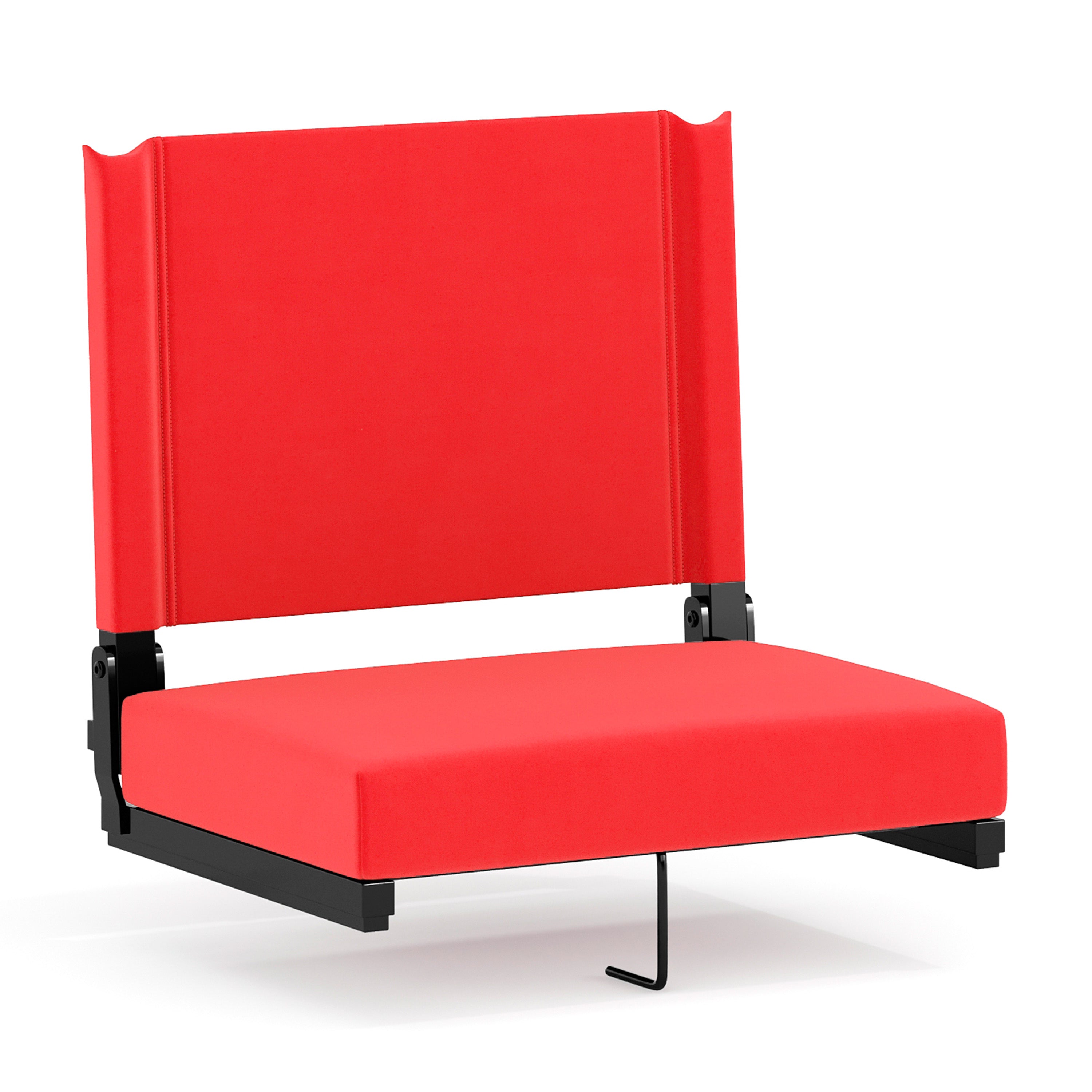 Grandstand Comfort 500 lb Capacity Padded Stadium Chairs, Folding Seats with Handles, Lightweight & Durable, Red