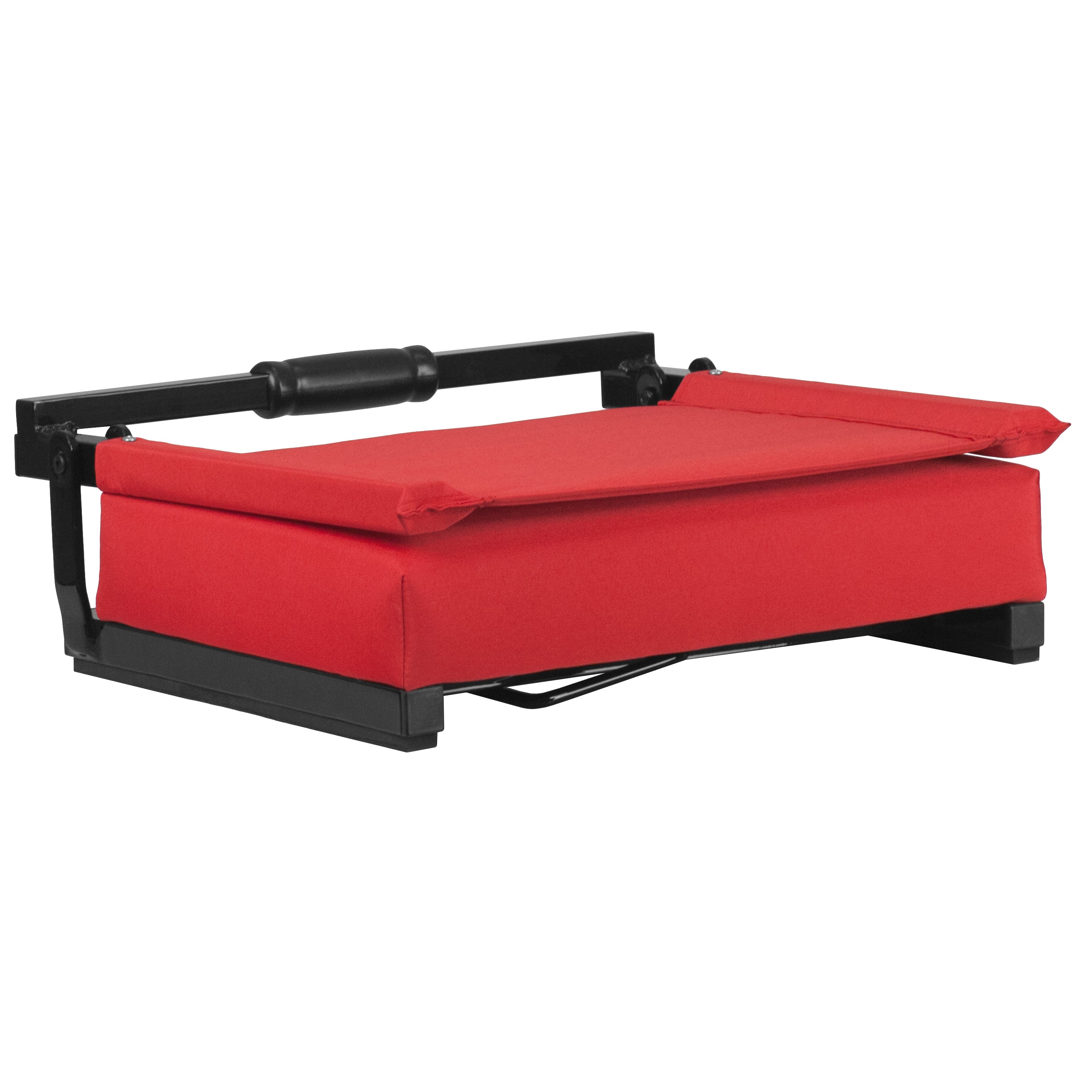 Grandstand Comfort 500 lb Capacity Padded Stadium Chairs, Folding Seats with Handles, Lightweight & Durable, Red