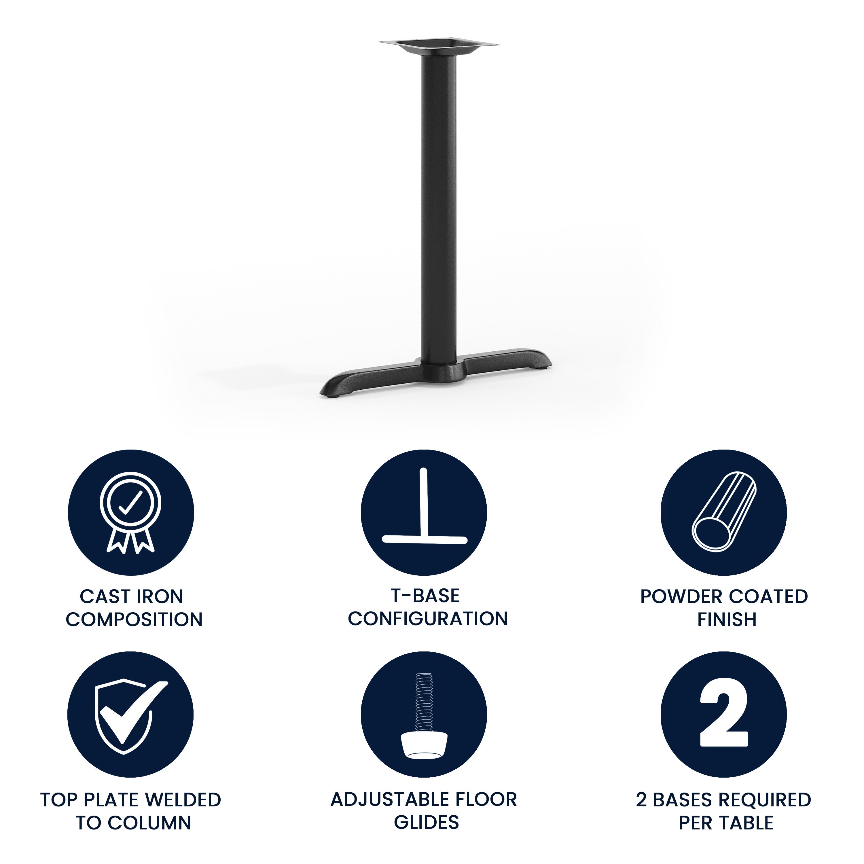 Beverly 5'' x 22'' Restaurant Table T-Base with 3'' Dia. Table Height Column