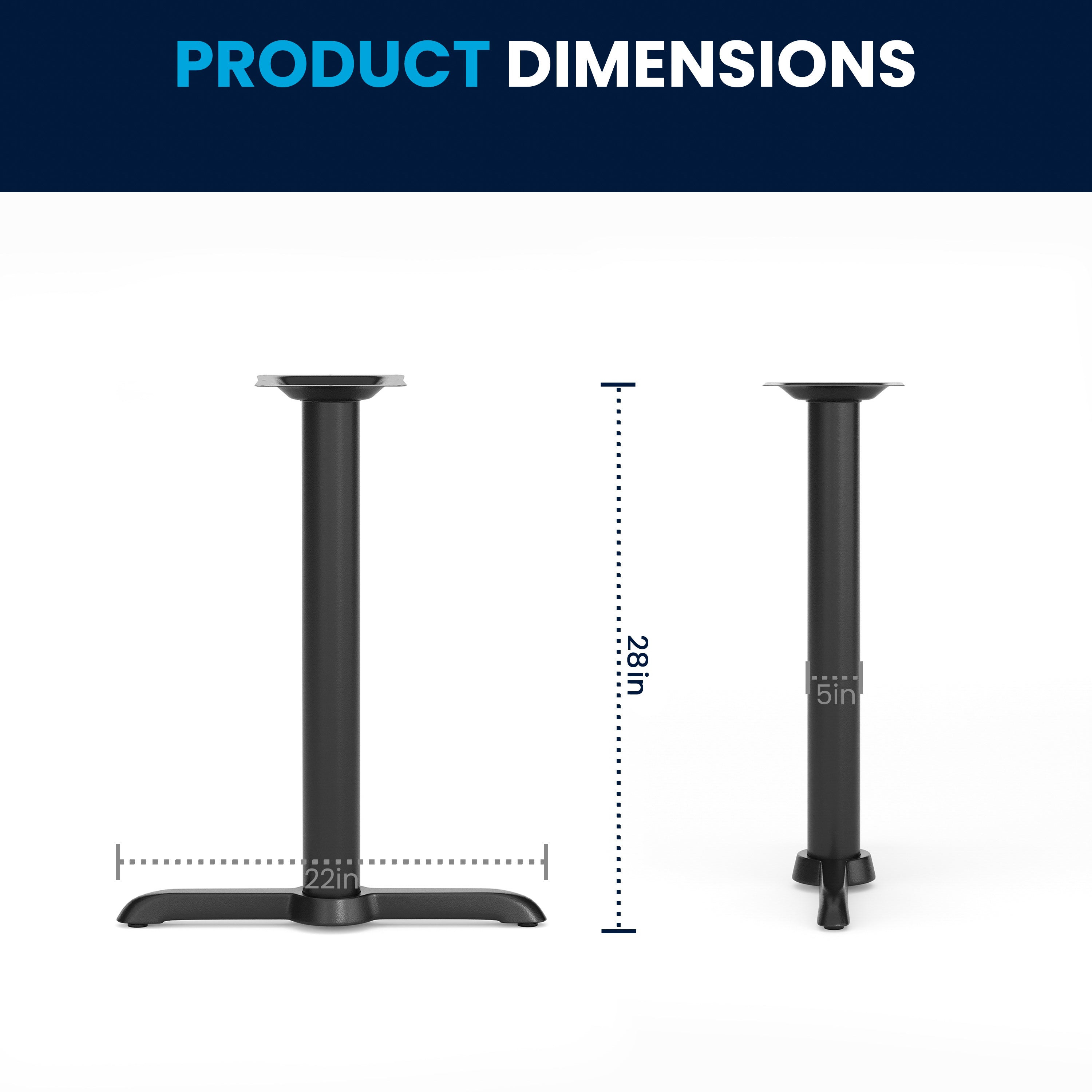Beverly 5'' x 22'' Restaurant Table T-Base with 3'' Dia. Table Height Column
