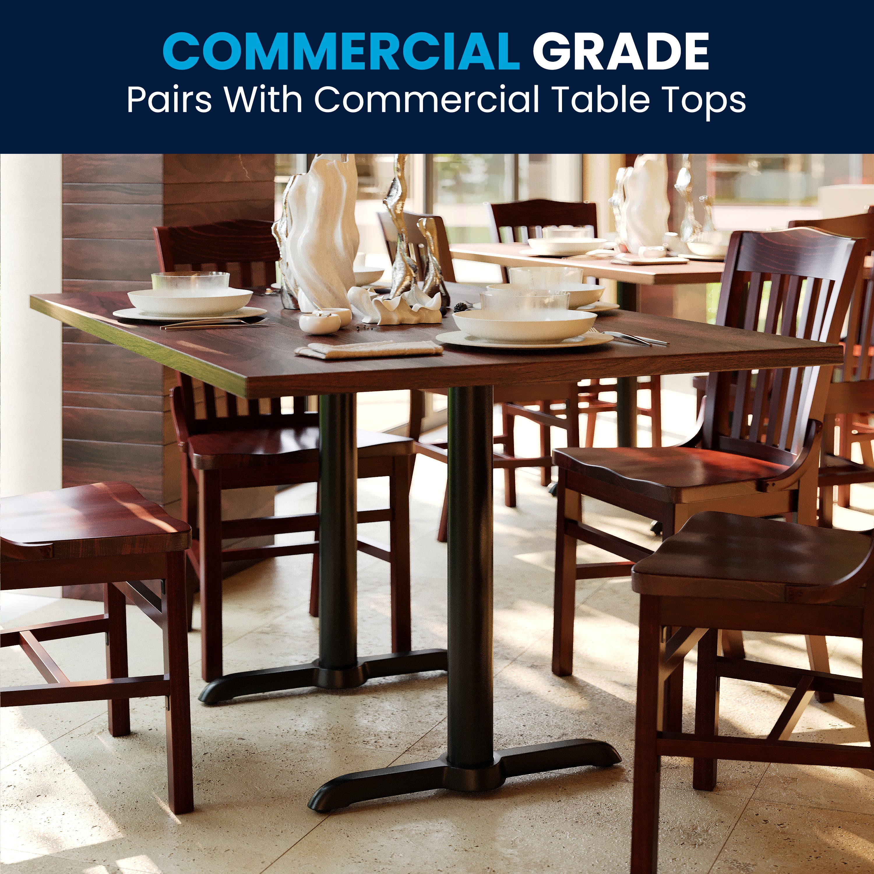 Beverly 5'' x 22'' Restaurant Table T-Base with 3'' Dia. Table Height Column