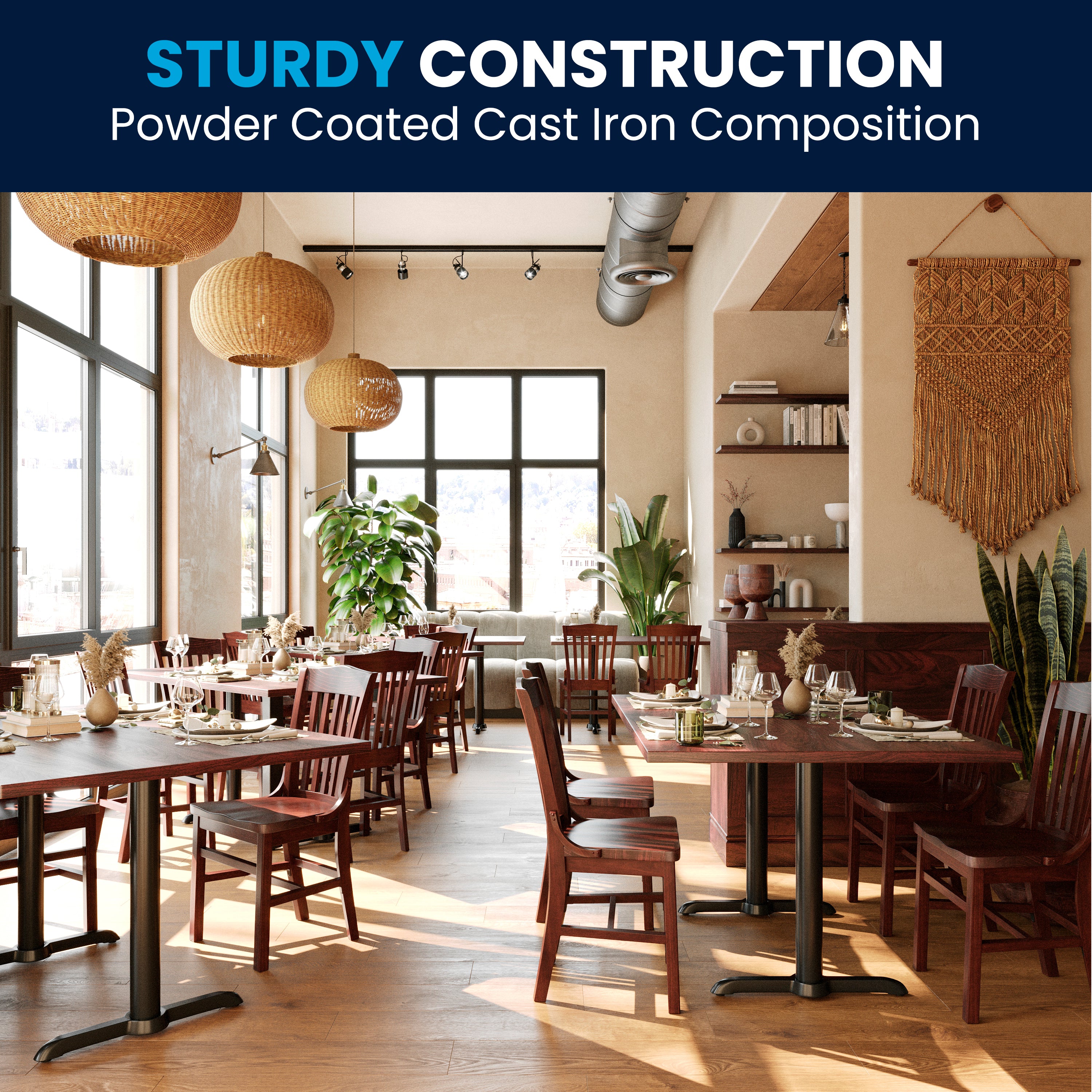 Beverly 5'' x 22'' Restaurant Table T-Base with 3'' Dia. Table Height Column