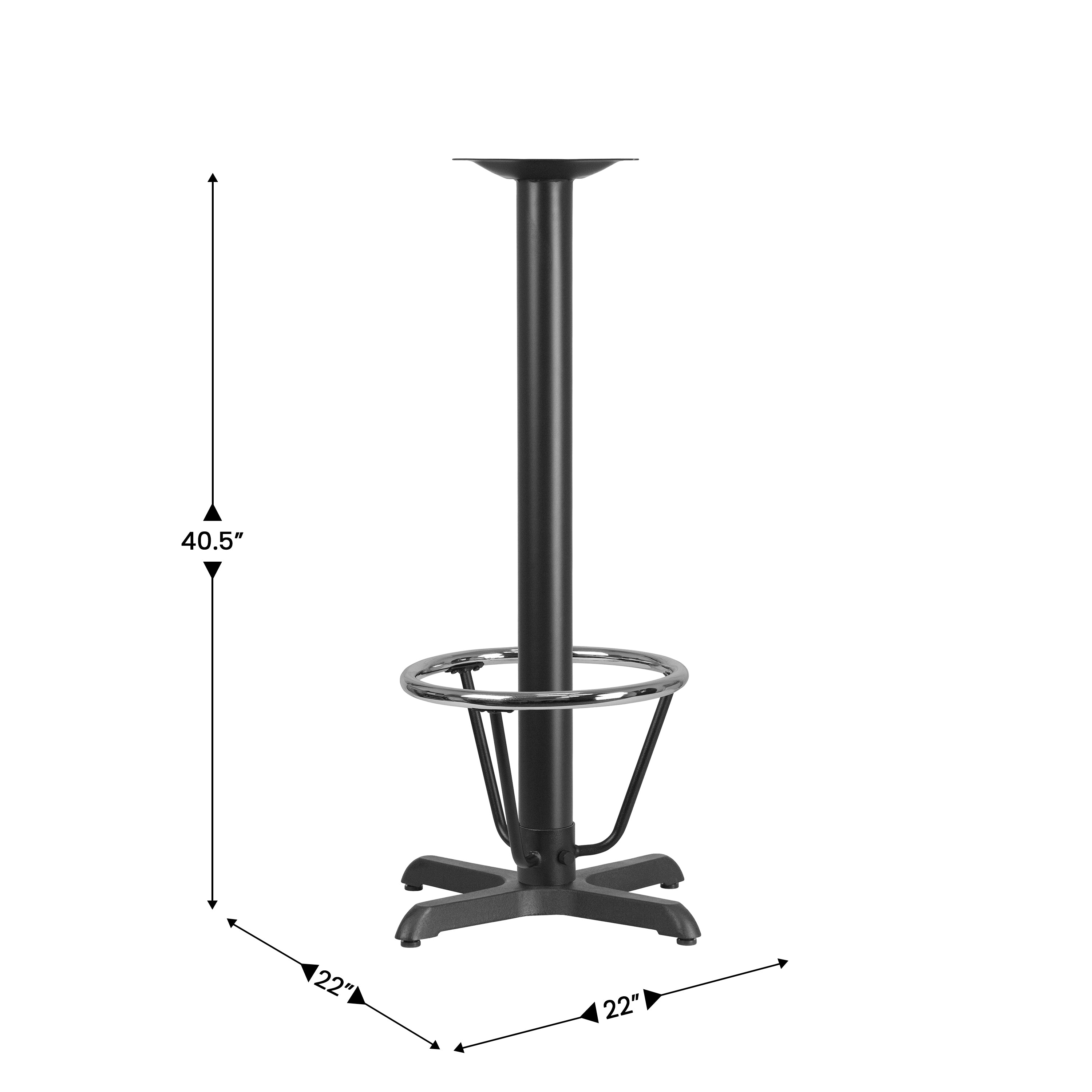 Beverly 22'' x 22'' Restaurant Table X-Base with 3'' Dia. Bar Height Column and Foot Ring