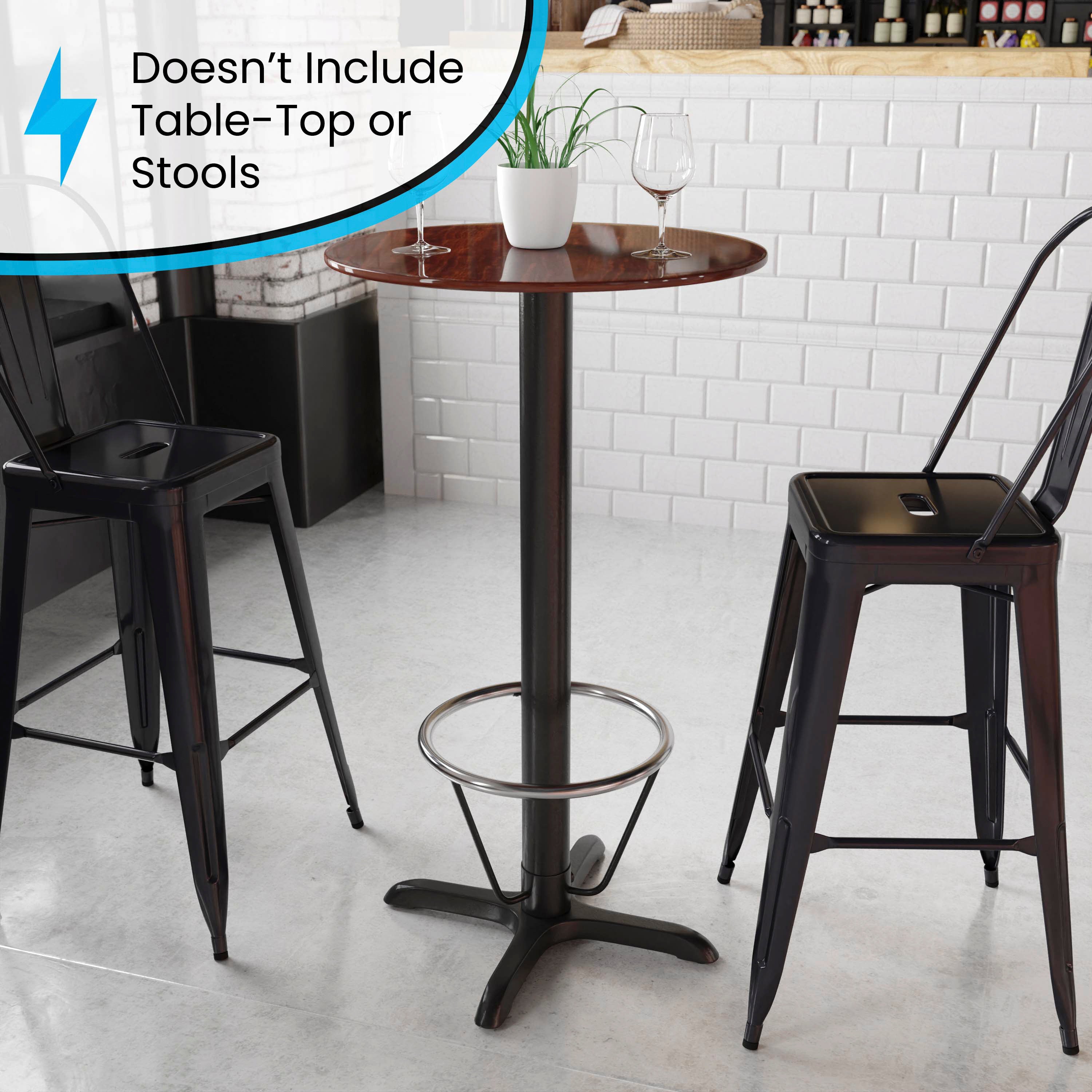 Beverly 22'' x 22'' Restaurant Table X-Base with 3'' Dia. Bar Height Column and Foot Ring