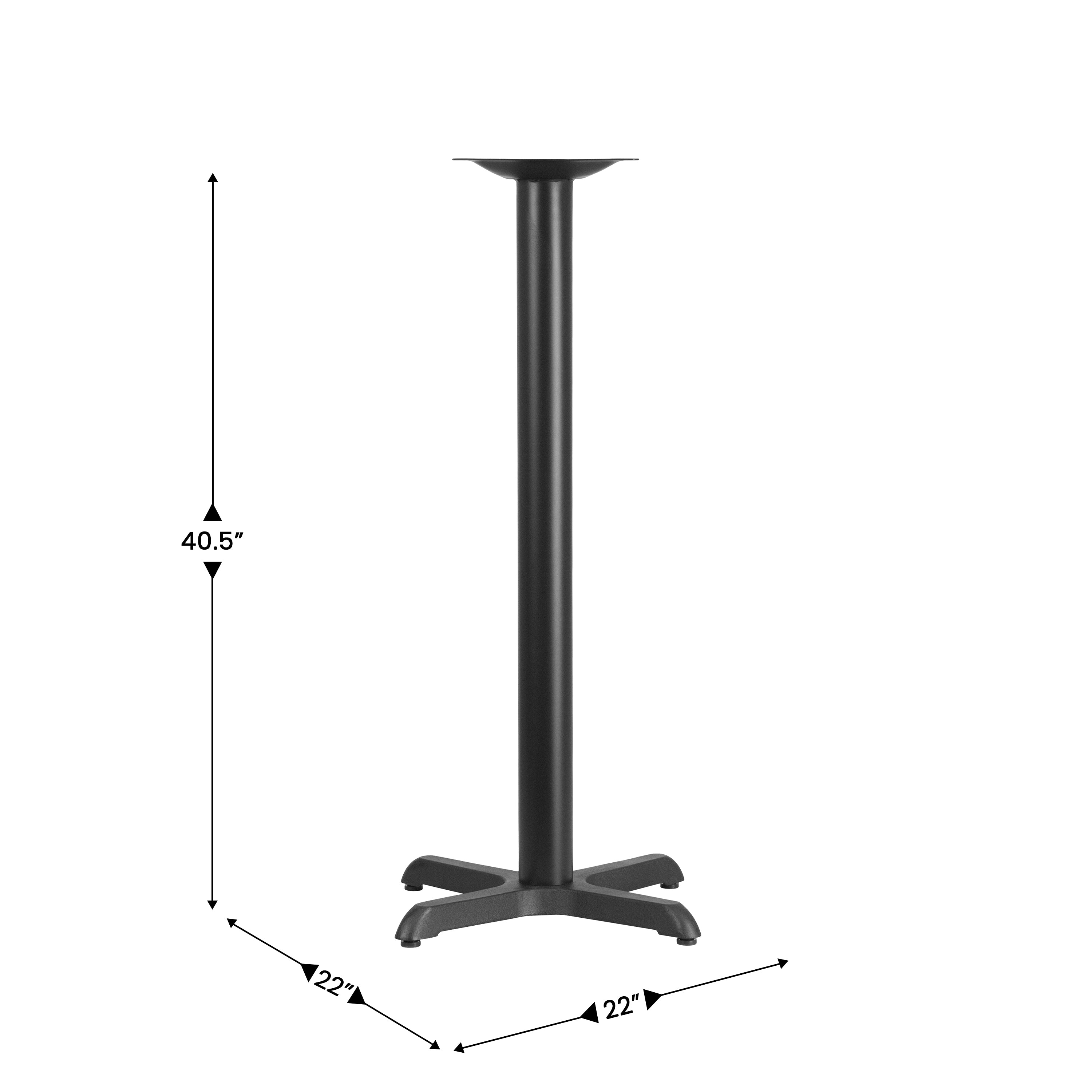 Beverly 22'' x 22'' Restaurant Table X-Base with 3'' Dia. Bar Height Column