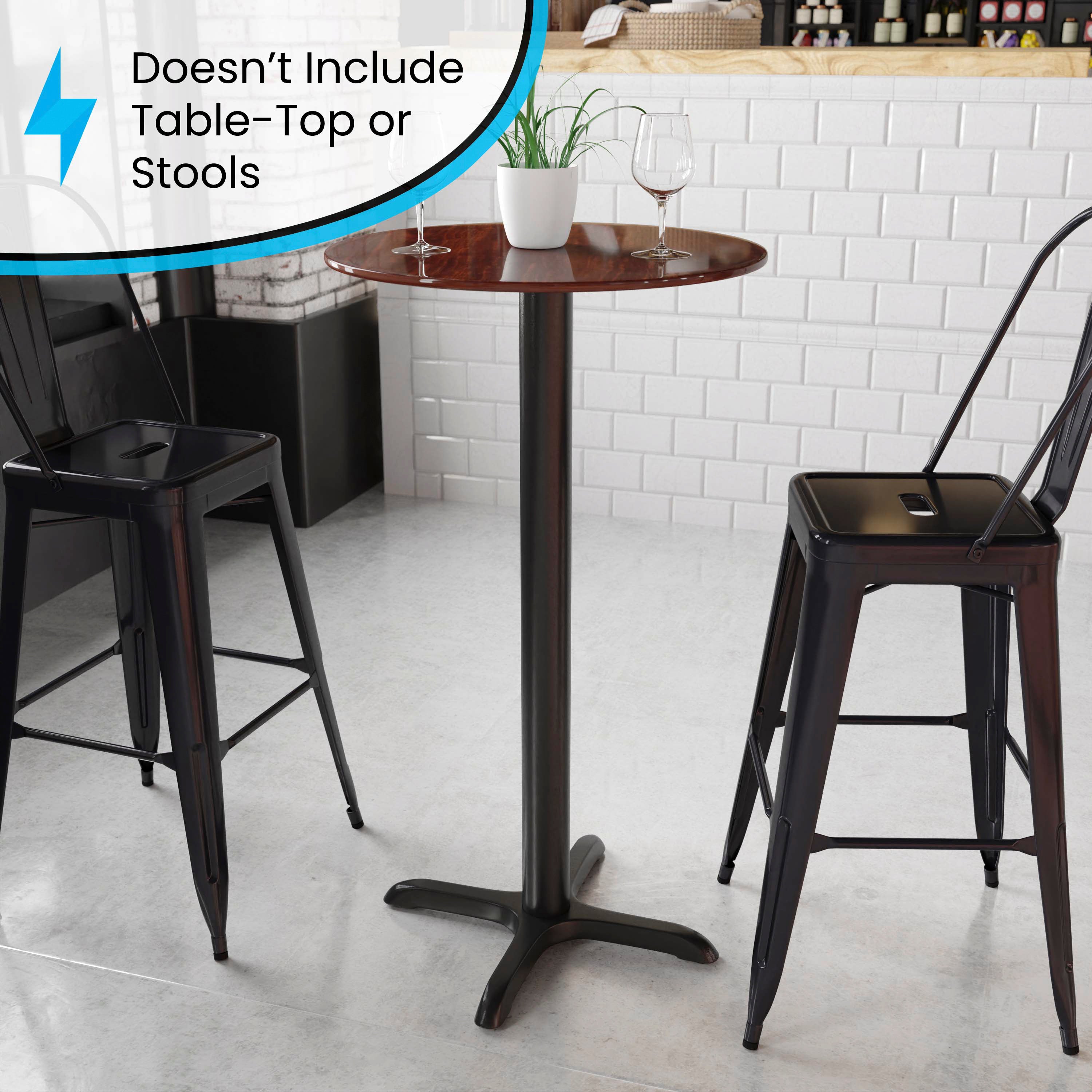 Beverly 22'' x 22'' Restaurant Table X-Base with 3'' Dia. Bar Height Column