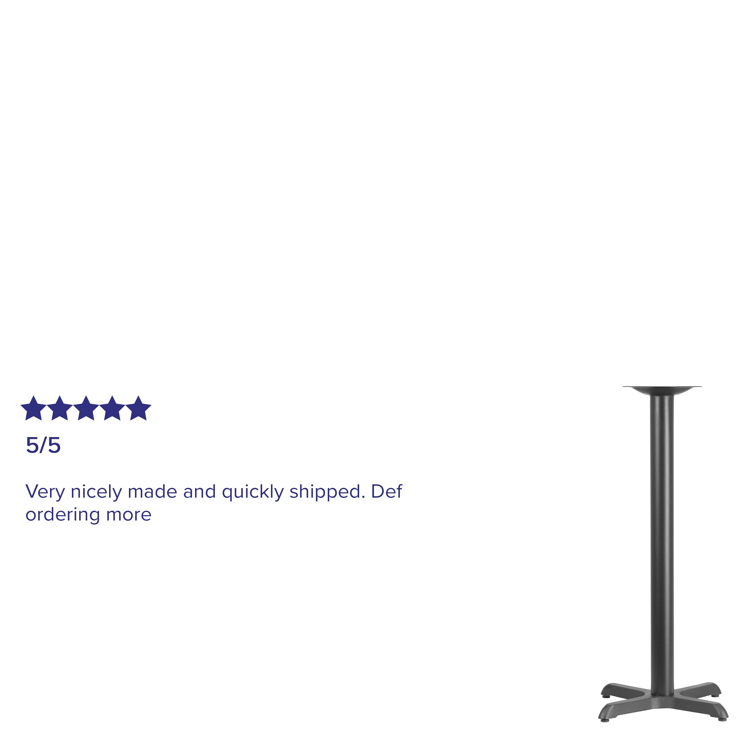 Beverly 22'' x 22'' Restaurant Table X-Base with 3'' Dia. Bar Height Column