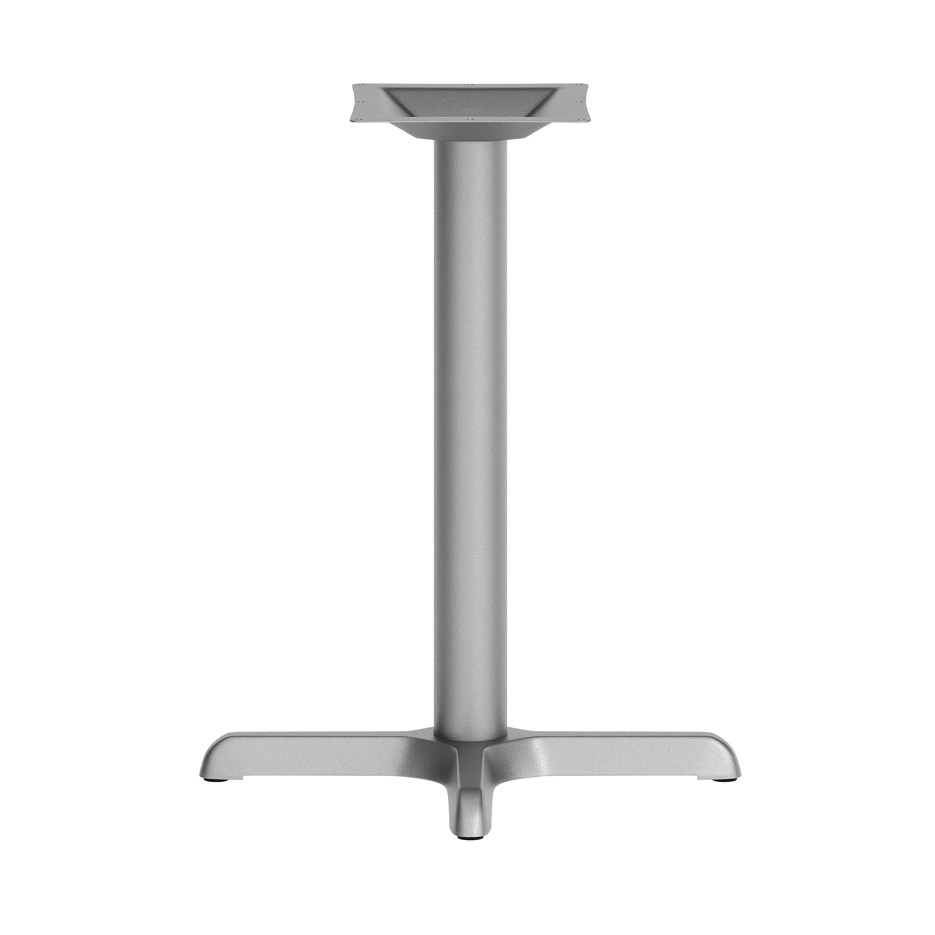 Beverly 22'' x 22'' Restaurant Indoor/Outdoor Table X-Base with 3'' Dia. Table Height Column, Silver