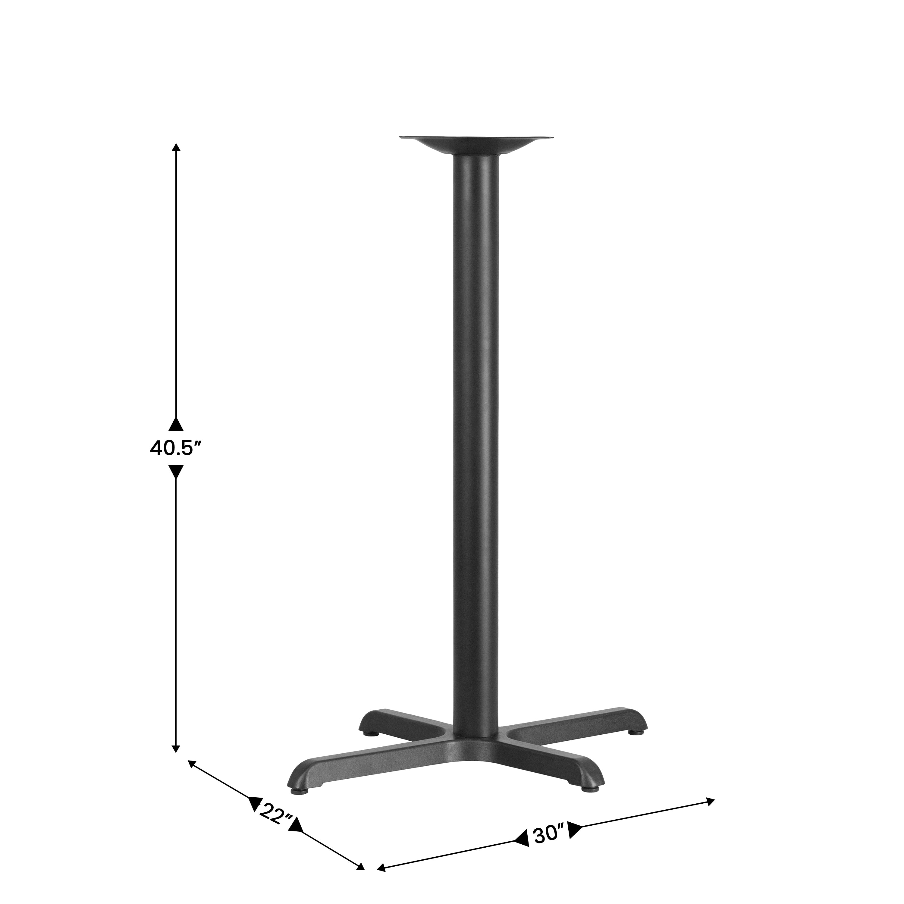Beverly 23.5'' x 29.5'' Restaurant Table X-Base with 3'' Dia. Bar Height Column