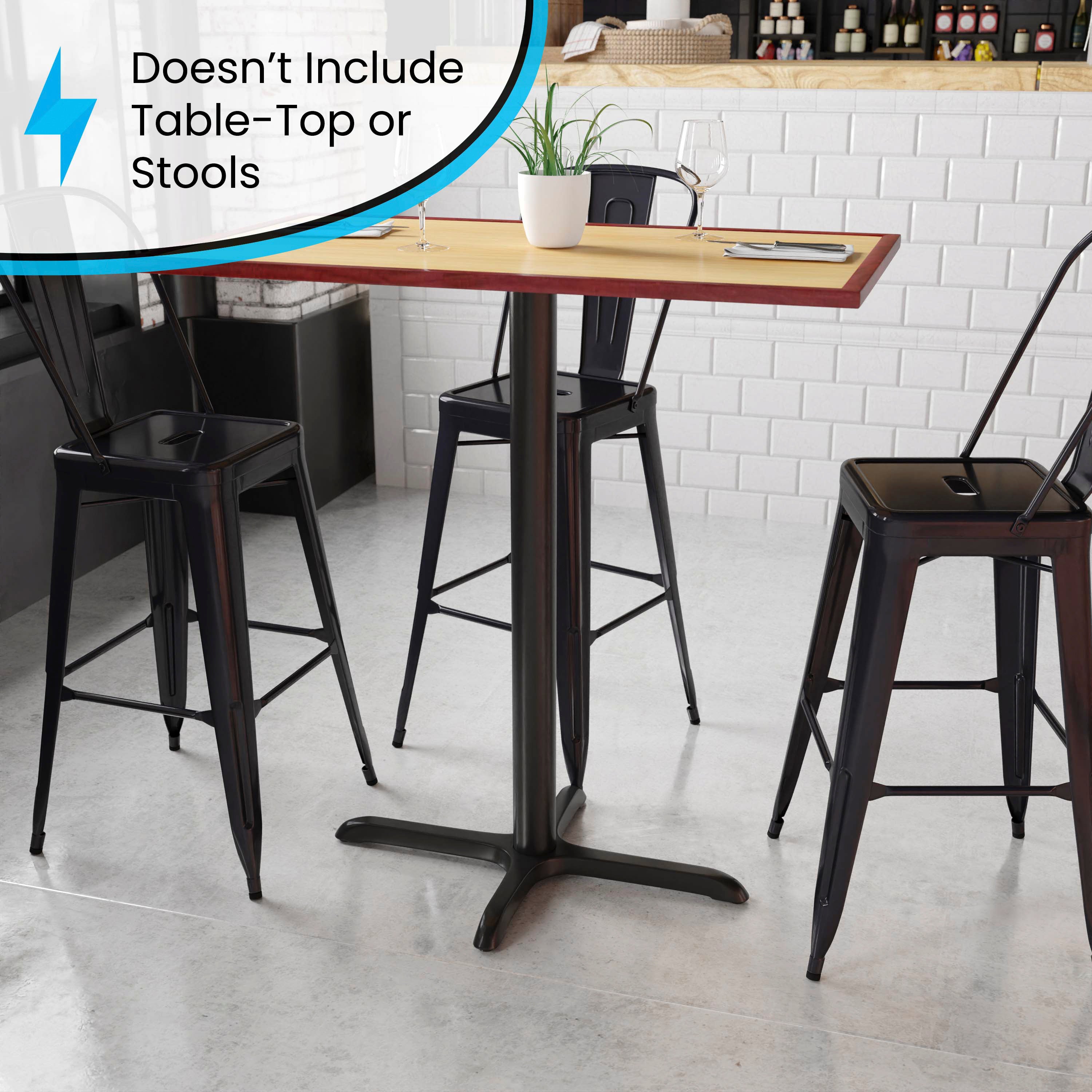 Beverly 23.5'' x 29.5'' Restaurant Table X-Base with 3'' Dia. Bar Height Column
