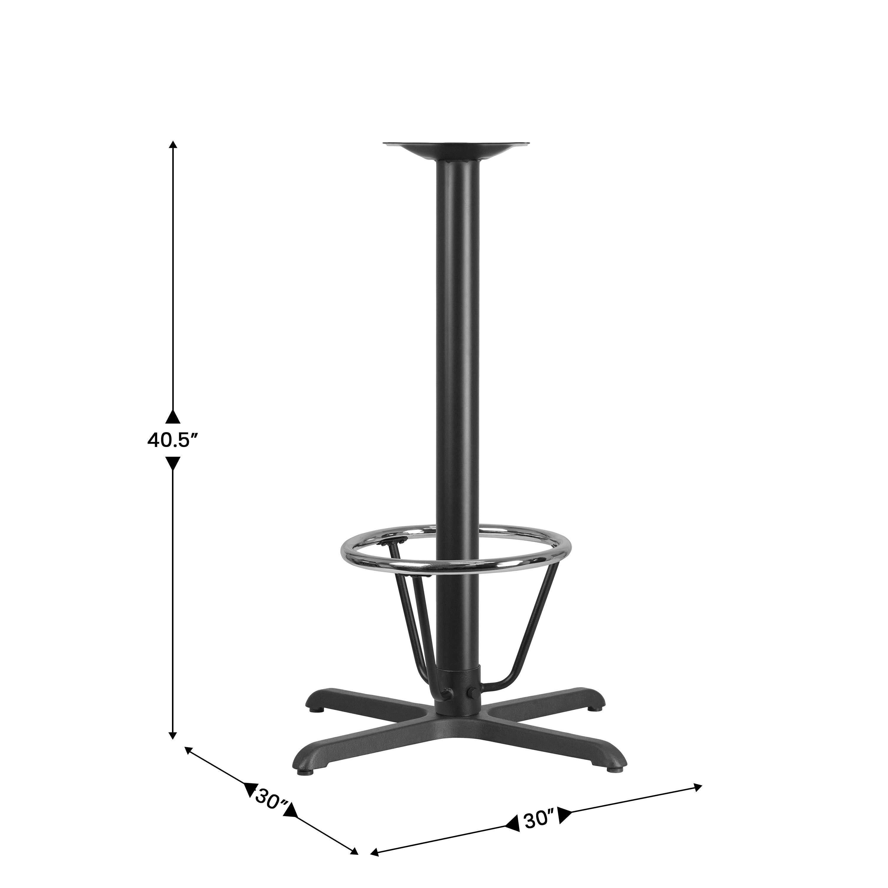 Beverly 30'' x 30'' Restaurant Table X-Base with 3'' Dia. Bar Height Column and Foot Ring