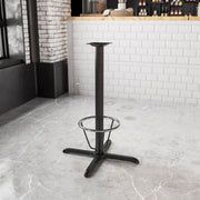 Beverly 30'' x 30'' Restaurant Table X-Base with 3'' Dia. Bar Height Column and Foot Ring