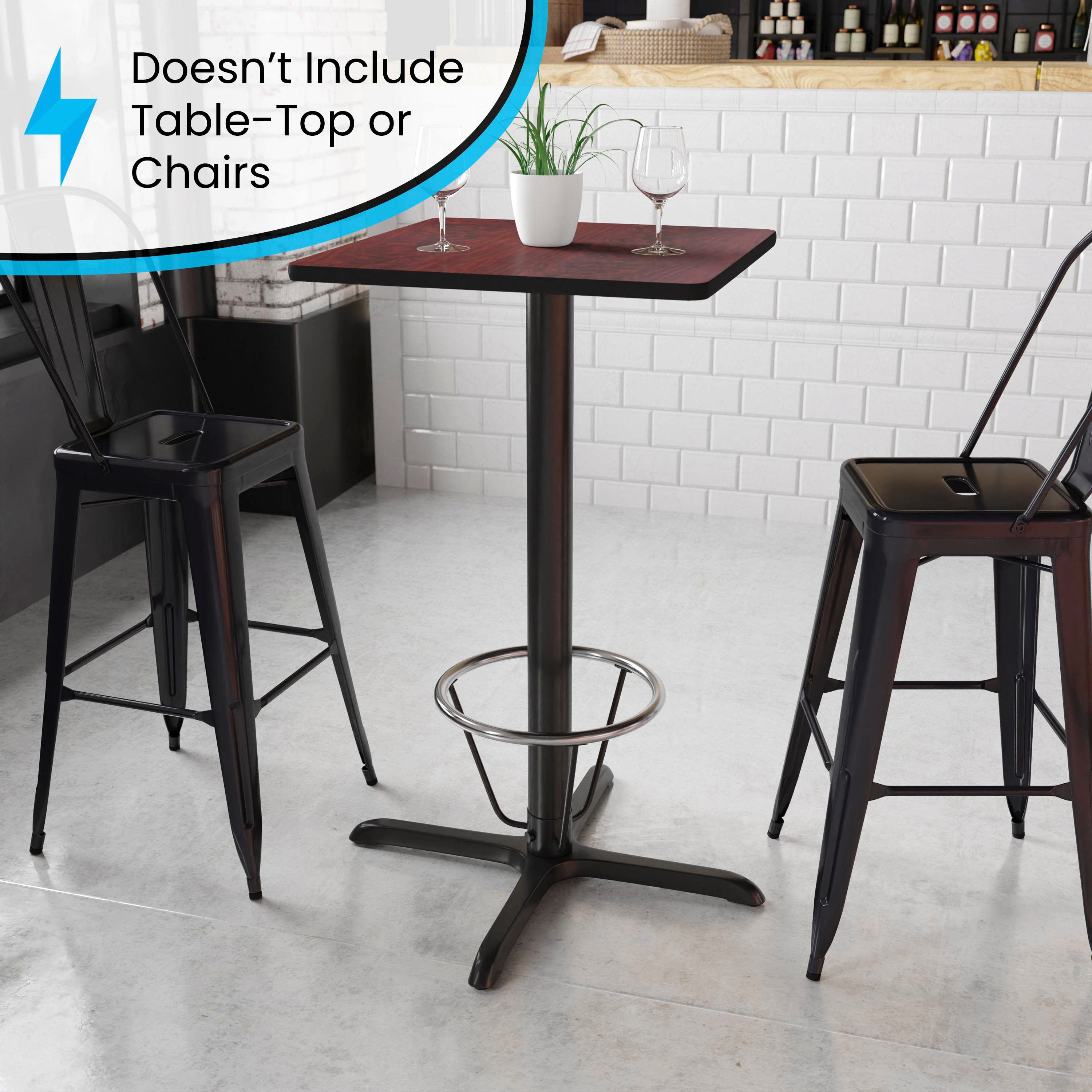 Beverly 30'' x 30'' Restaurant Table X-Base with 3'' Dia. Bar Height Column and Foot Ring
