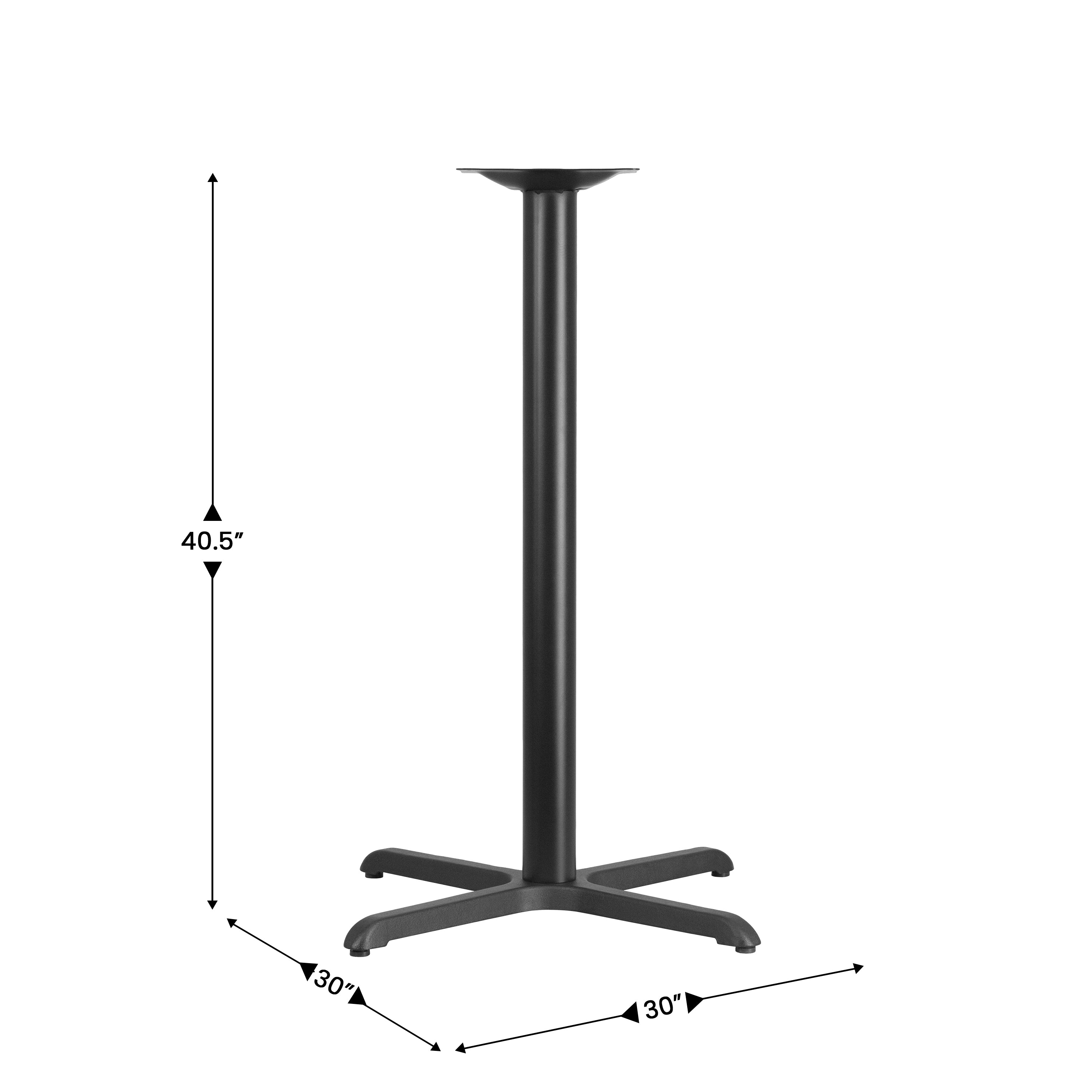 Beverly 30'' x 30'' Restaurant Table X-Base with 3'' Dia. Bar Height Column