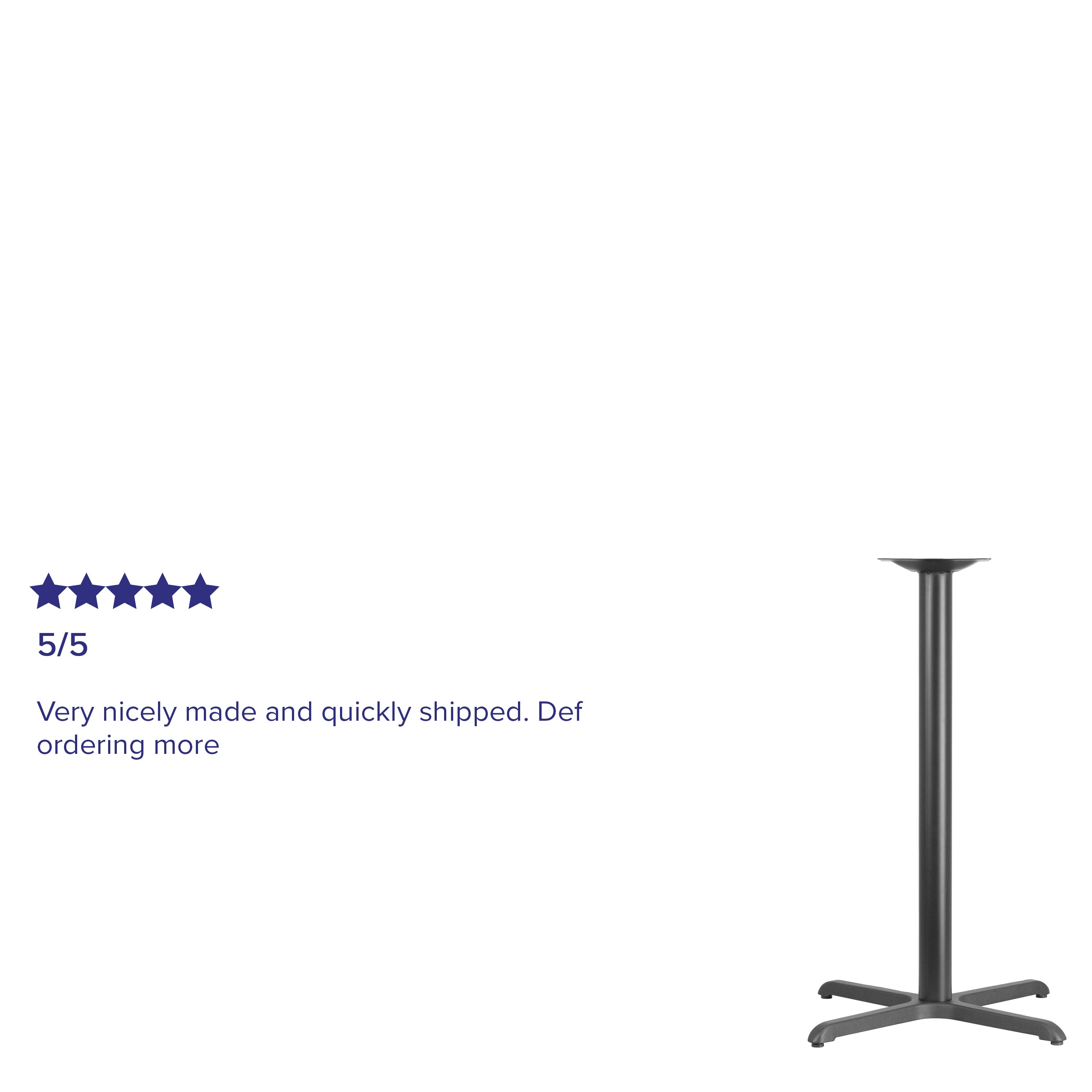 Beverly 30'' x 30'' Restaurant Table X-Base with 3'' Dia. Bar Height Column