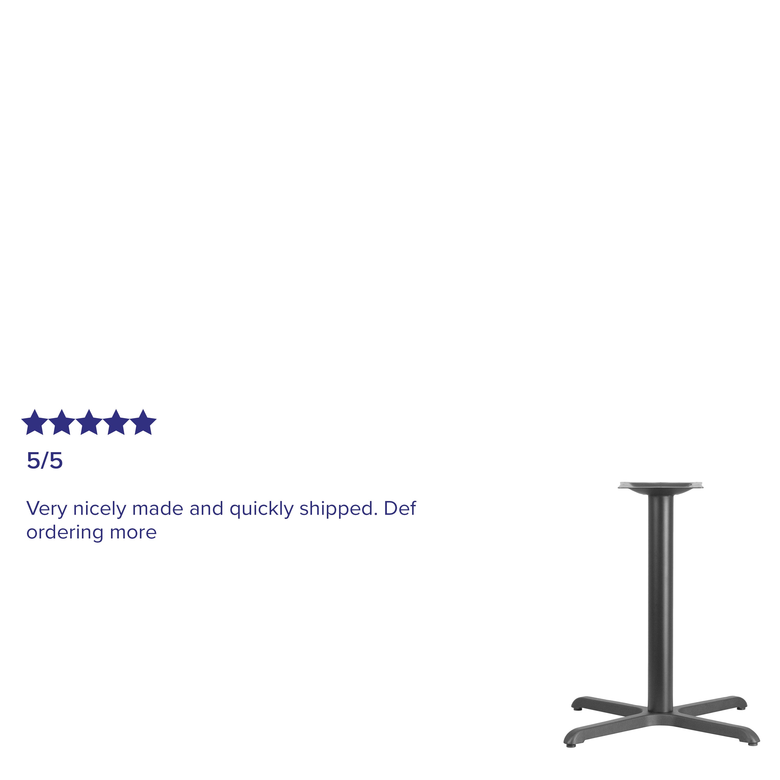 Beverly 30'' x 30'' Restaurant Table X-Base with 3'' Dia. Table Height Column