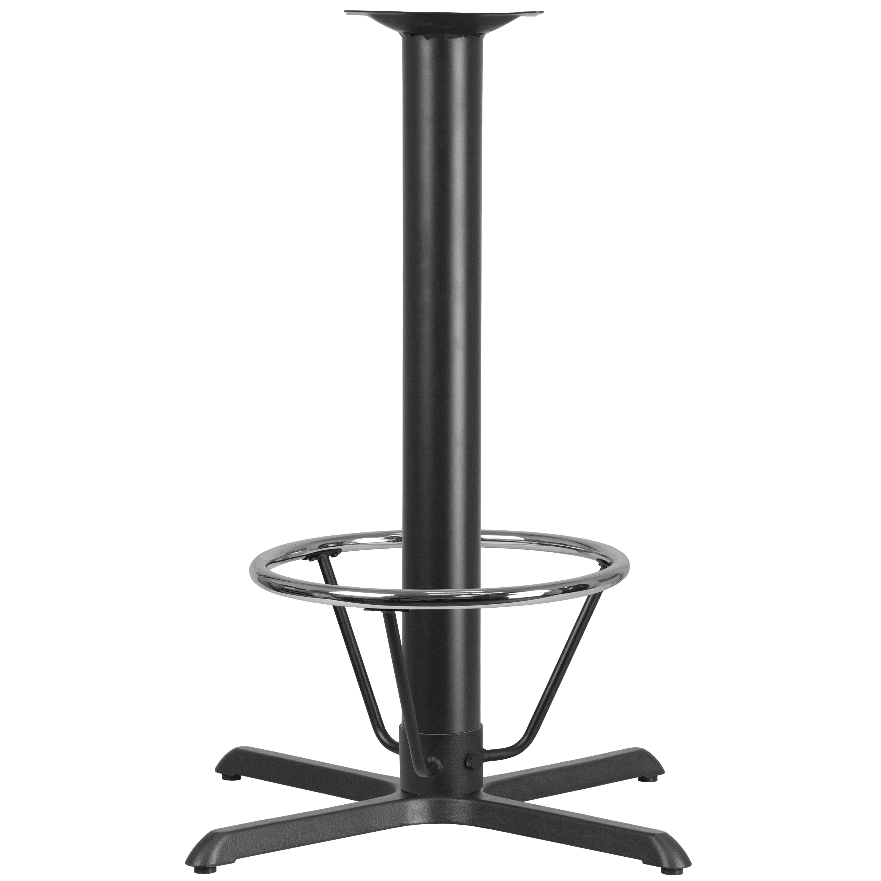 Beverly 33'' x 33'' Restaurant Table X-Base with 4'' Dia. Bar Height Column and Foot Ring