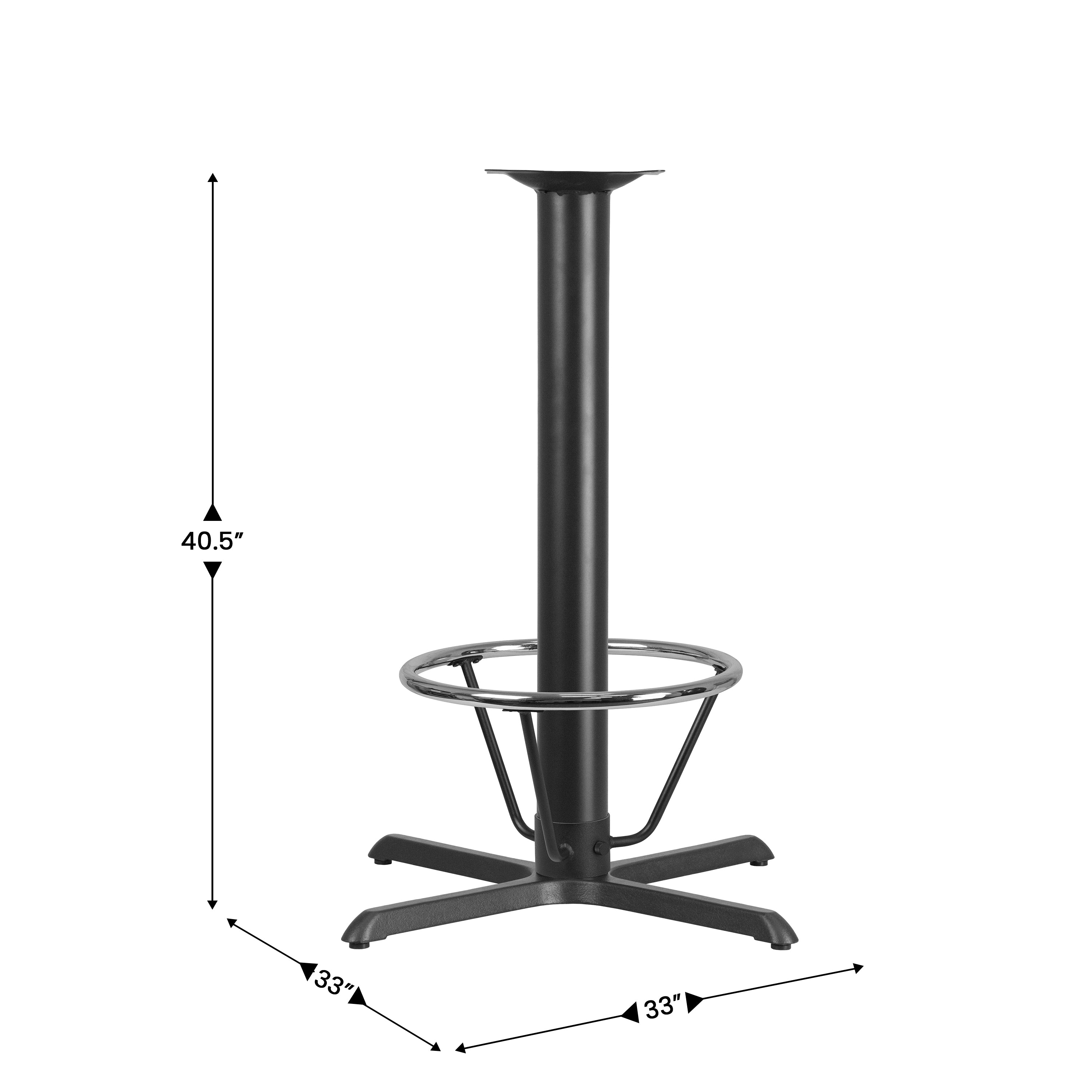 Beverly 33'' x 33'' Restaurant Table X-Base with 4'' Dia. Bar Height Column and Foot Ring