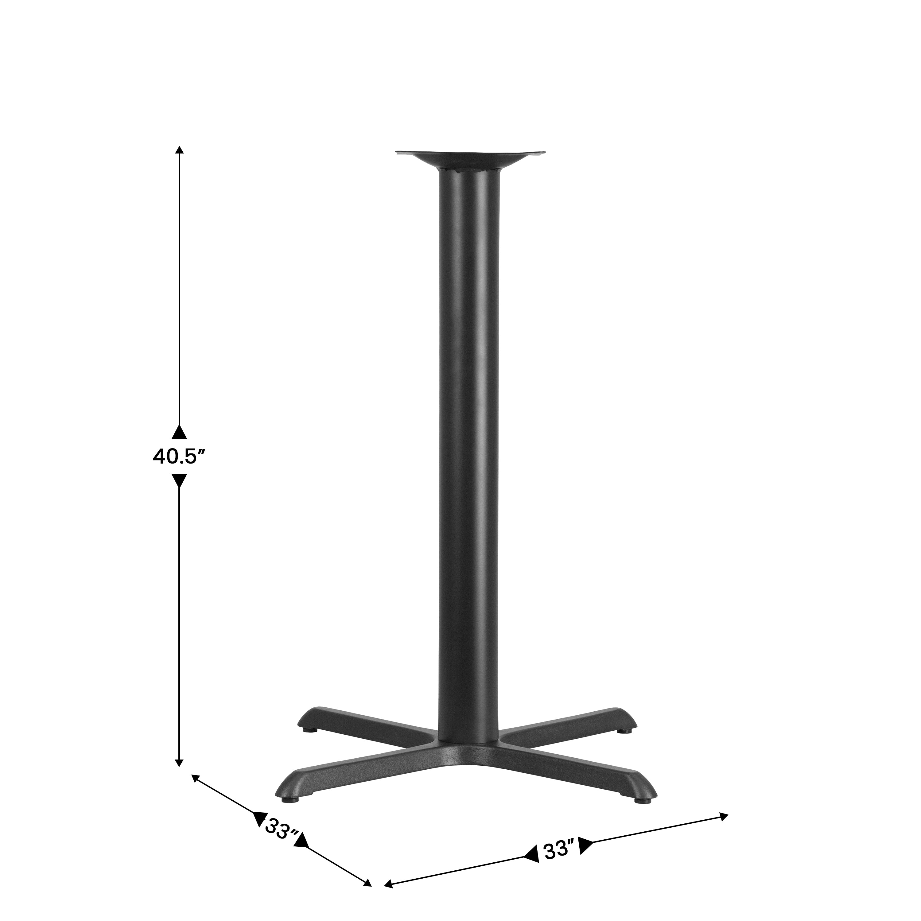 Beverly 33'' x 33'' Restaurant Table X-Base with 4'' Dia. Bar Height Column