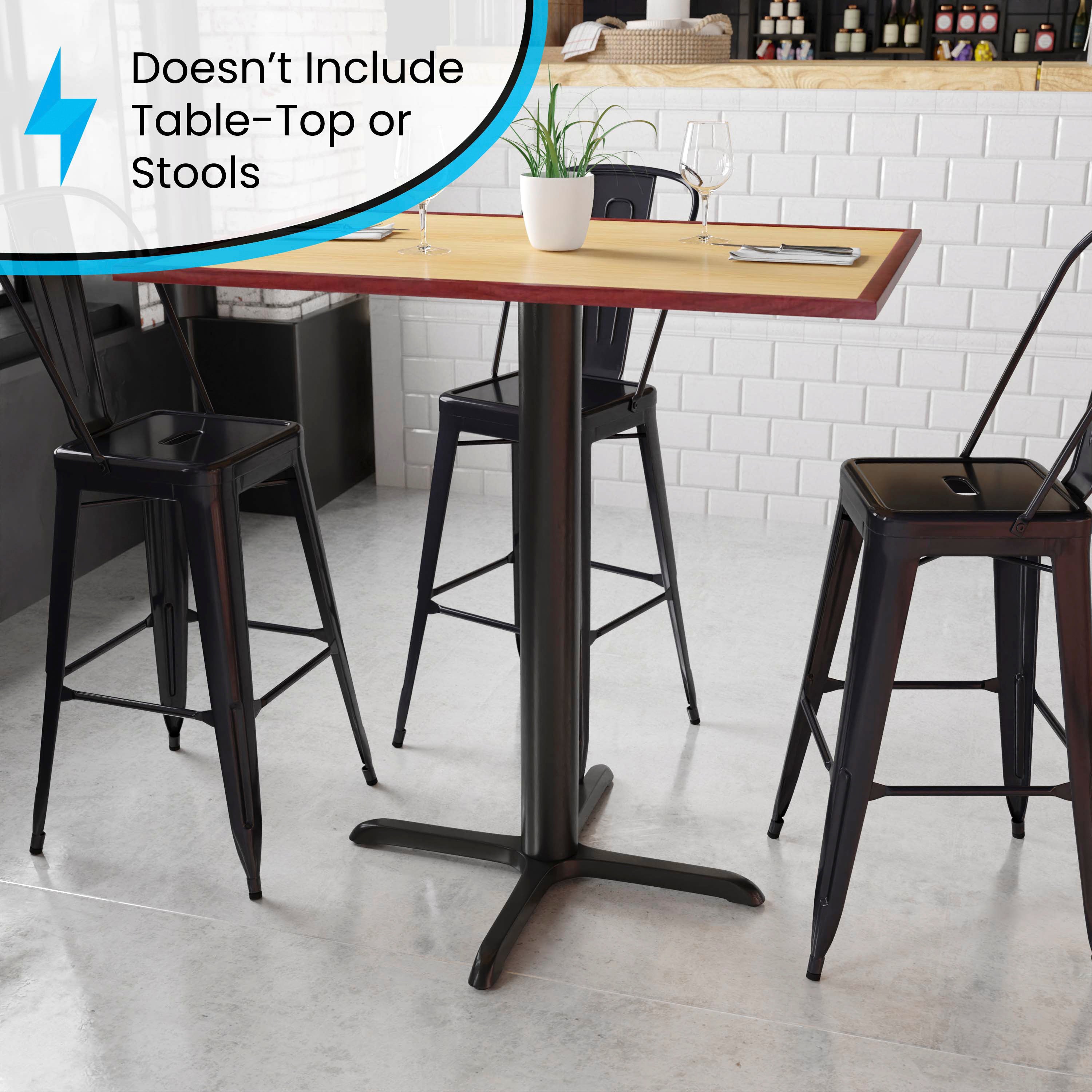 Beverly 33'' x 33'' Restaurant Table X-Base with 4'' Dia. Bar Height Column