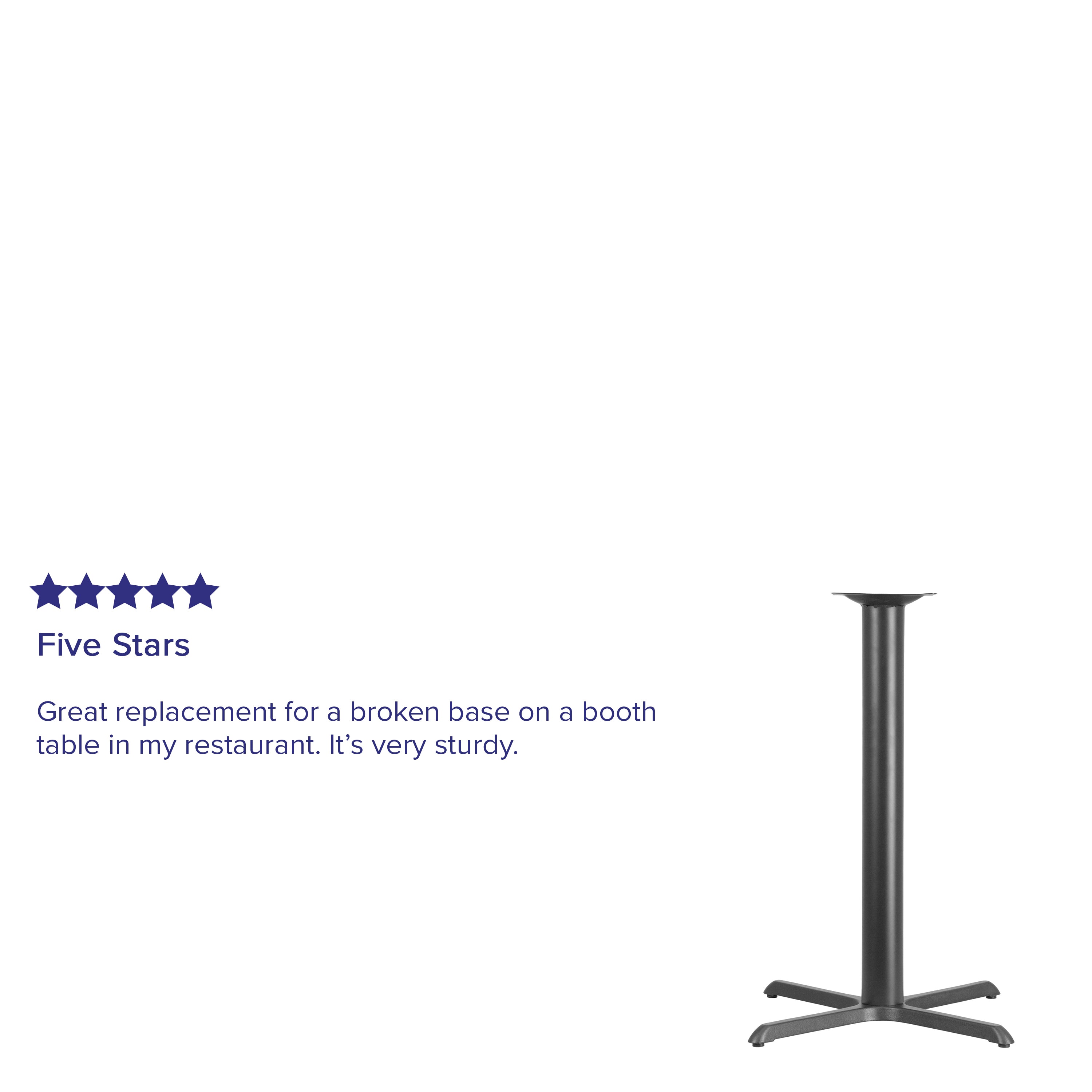 Beverly 33'' x 33'' Restaurant Table X-Base with 4'' Dia. Bar Height Column