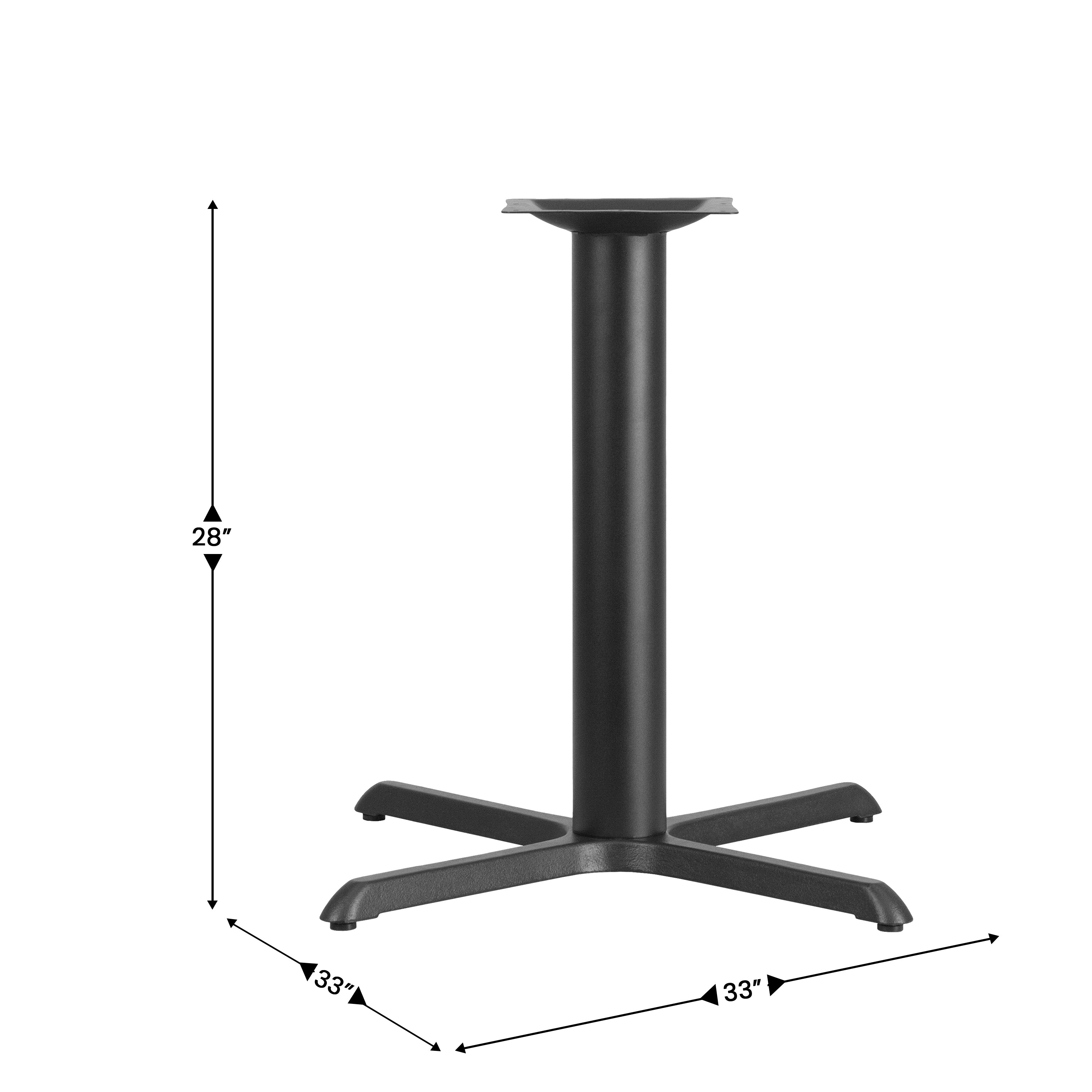 Beverly 33'' x 33'' Restaurant Table X-Base with 4'' Dia. Table Height Column