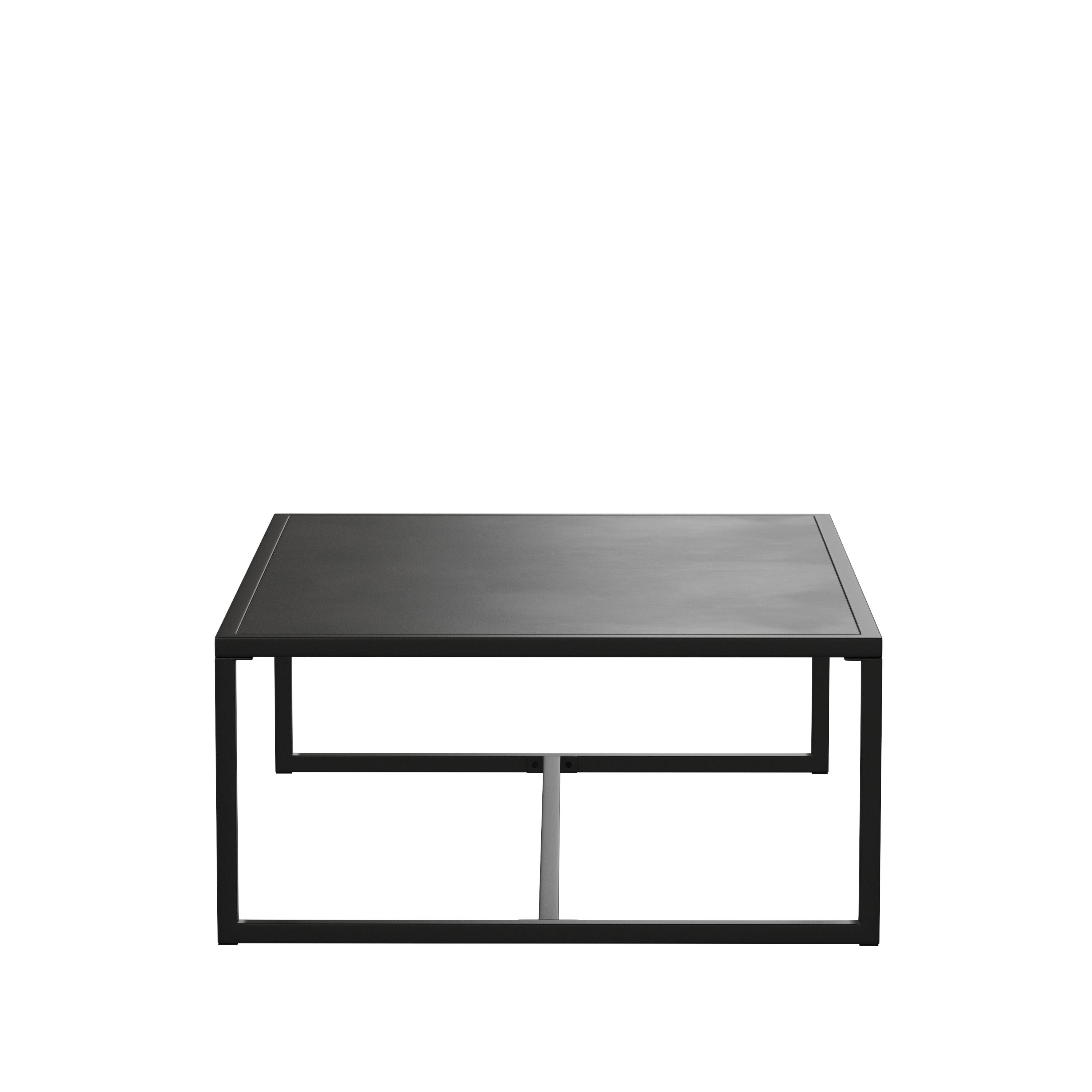 Brock Outdoor Patio Coffee Table Commercial Grade Black Coffee Table for Deck, Porch, or Poolside - Steel Square Leg Frame