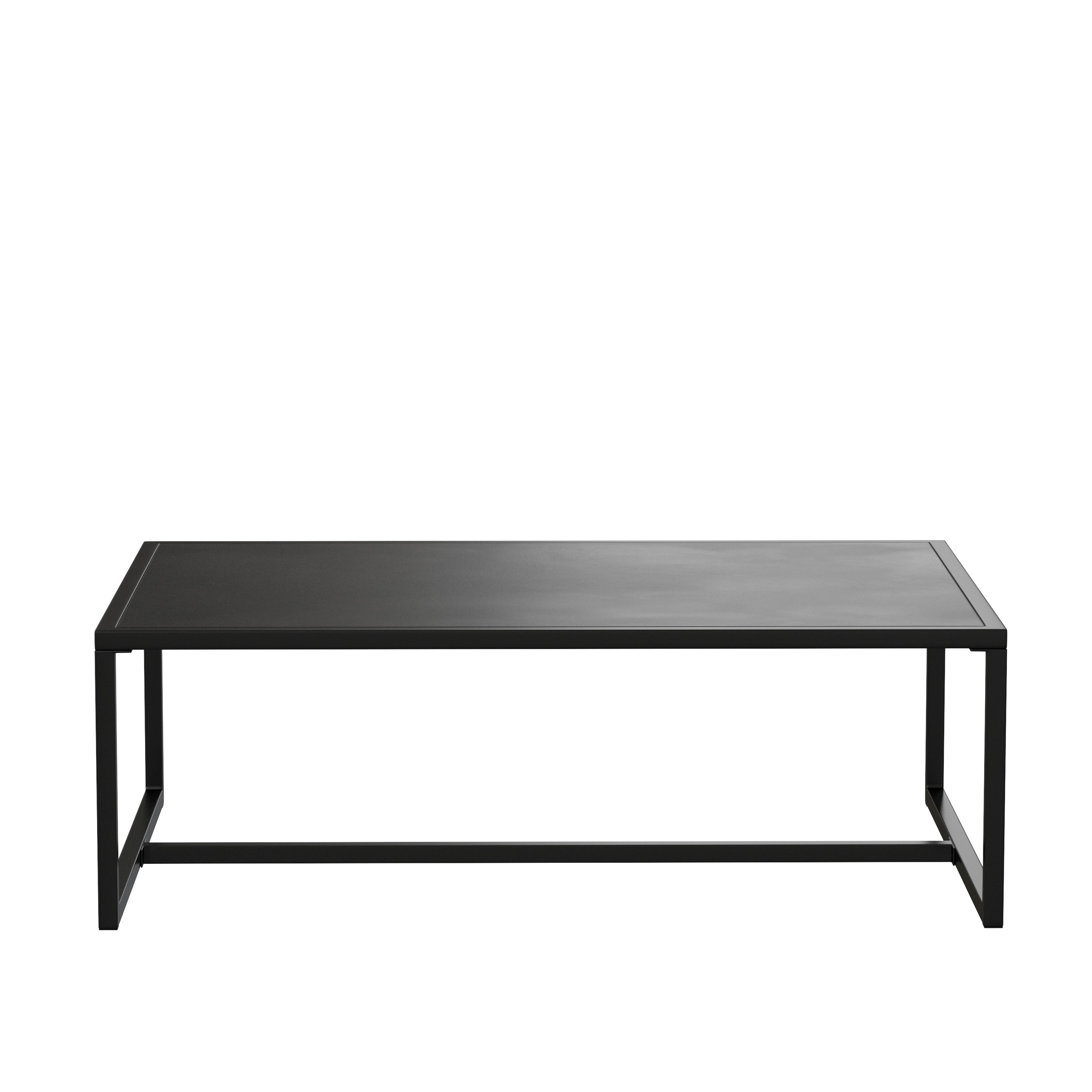 Brock Outdoor Patio Coffee Table Commercial Grade Black Coffee Table for Deck, Porch, or Poolside - Steel Square Leg Frame