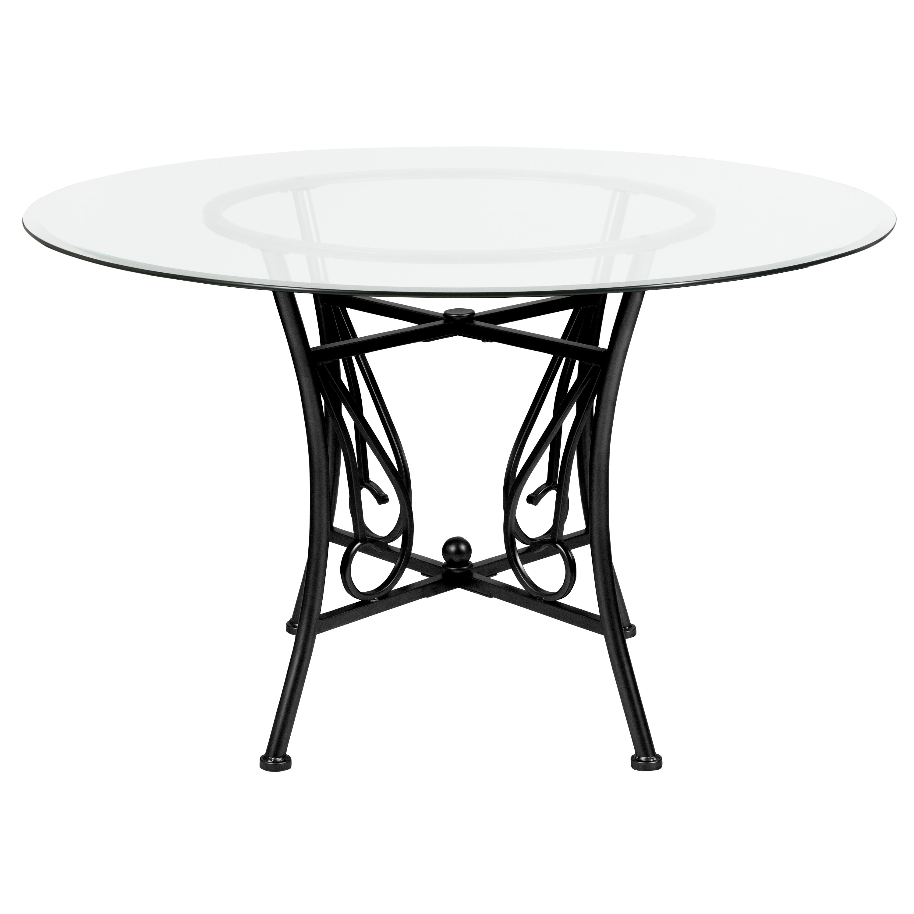 Princeton 48'' Round Glass Dining Table with Black Metal Frame