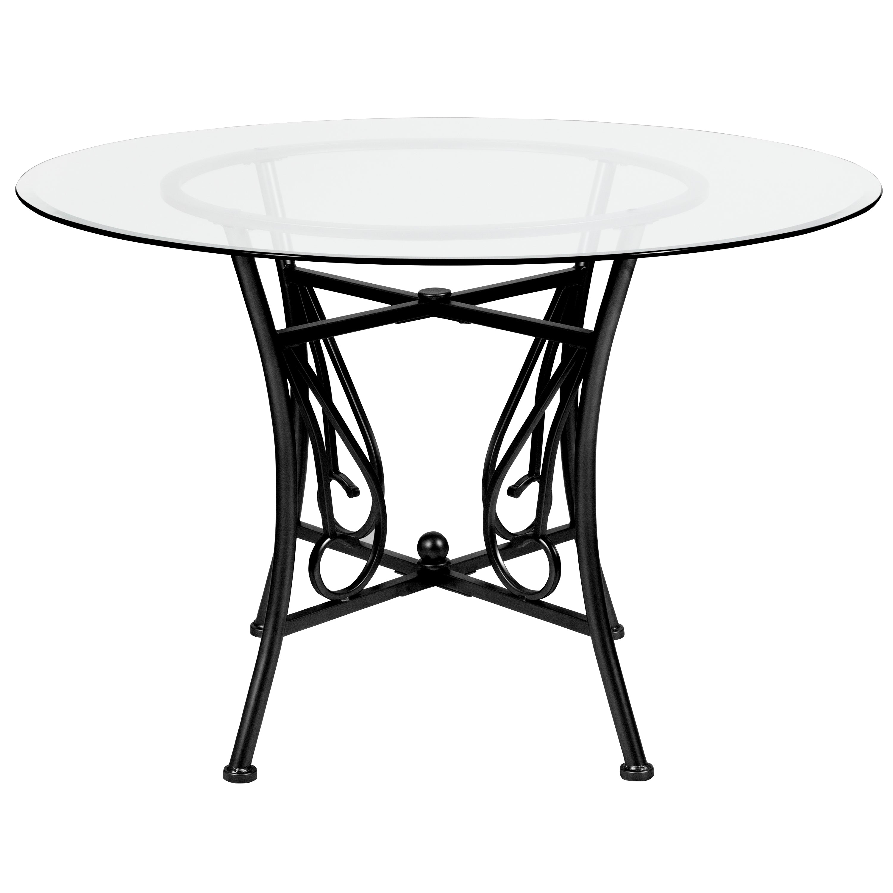 Princeton 45'' Round Glass Dining Table with Black Metal Frame