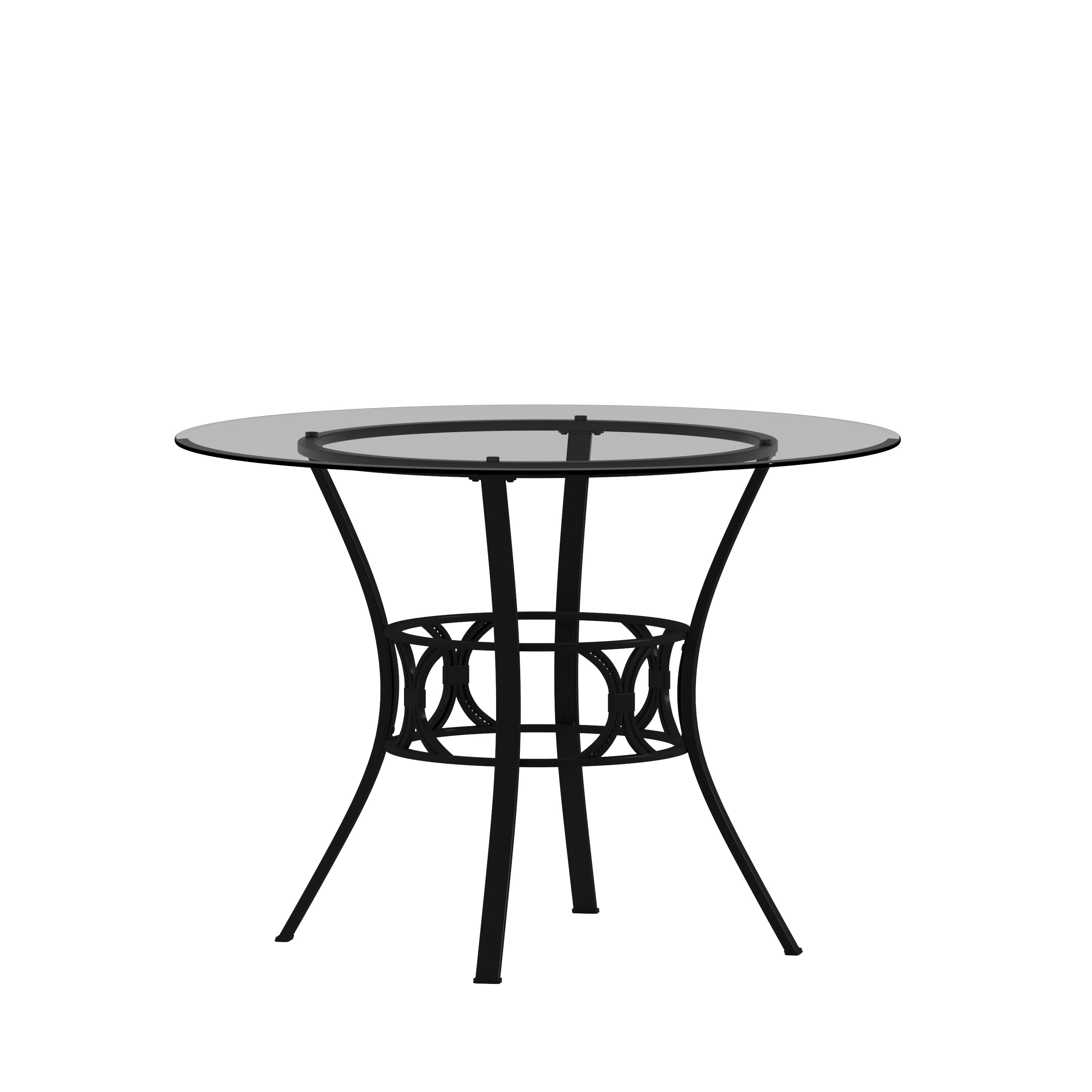 Carlisle 42'' Round Glass Dining Table with Black Metal Frame
