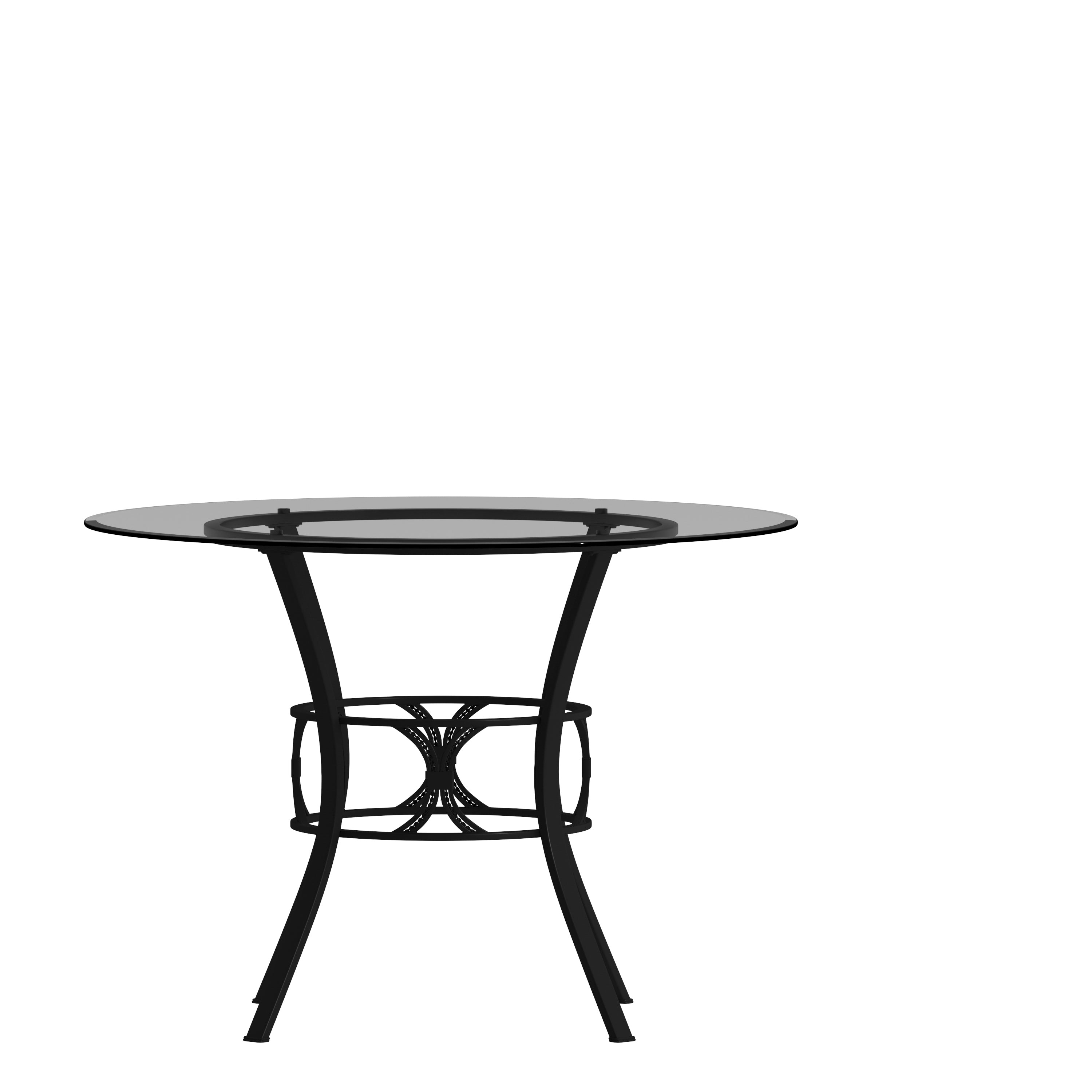 Carlisle 42'' Round Glass Dining Table with Black Metal Frame
