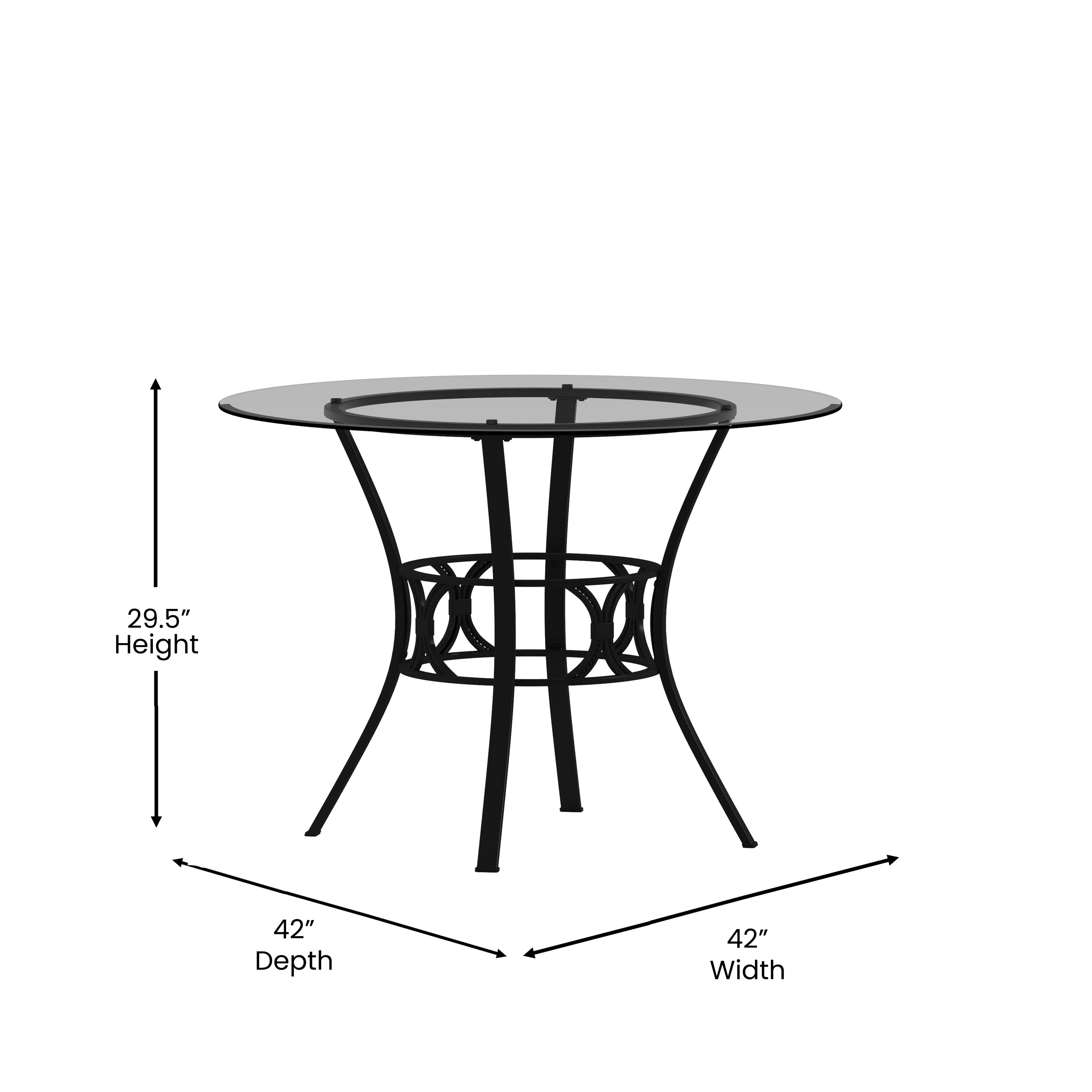 Carlisle 42'' Round Glass Dining Table with Black Metal Frame
