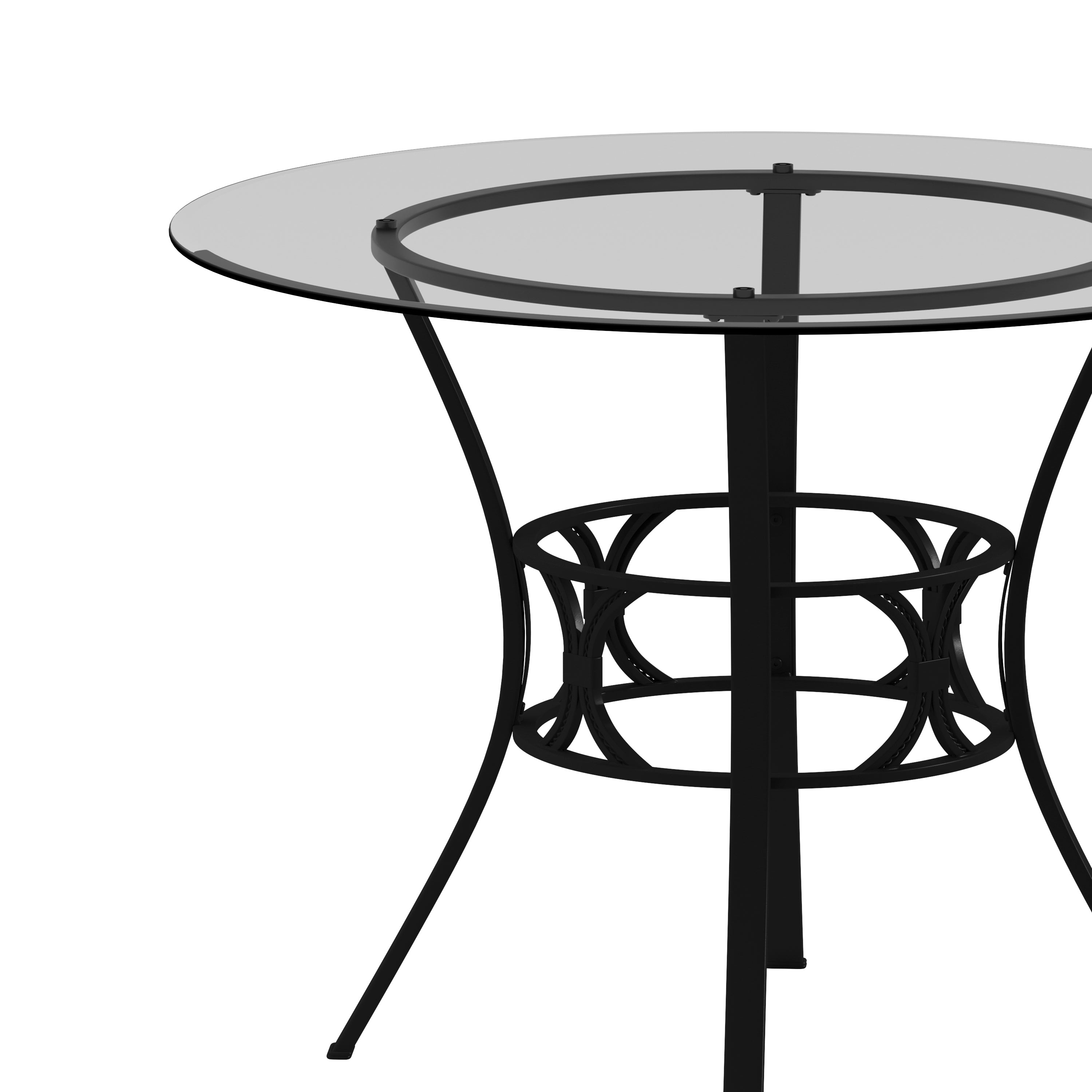 Carlisle 42'' Round Glass Dining Table with Black Metal Frame