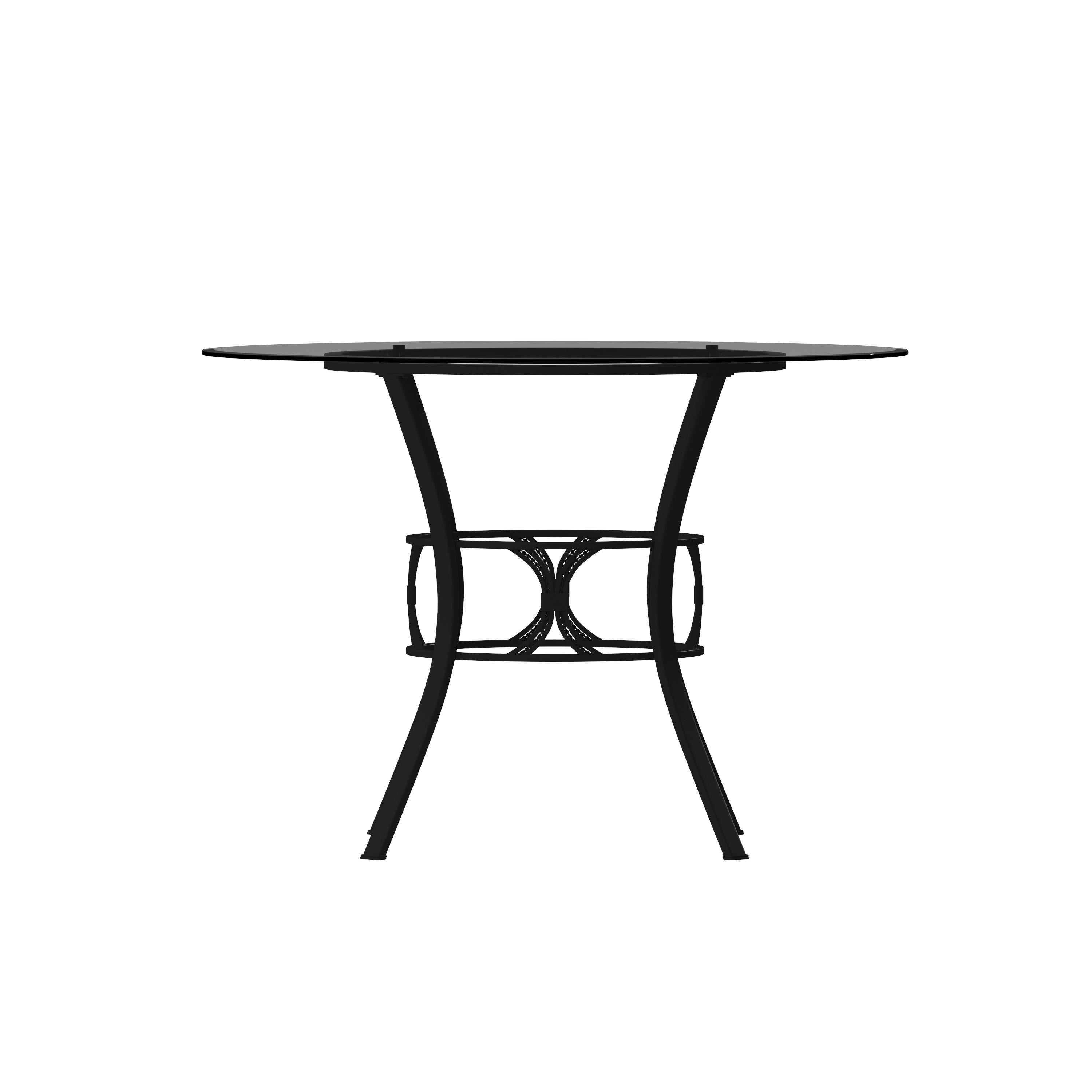 Carlisle 42'' Round Glass Dining Table with Black Metal Frame
