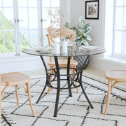 Carlisle 42'' Round Glass Dining Table with Black Metal Frame