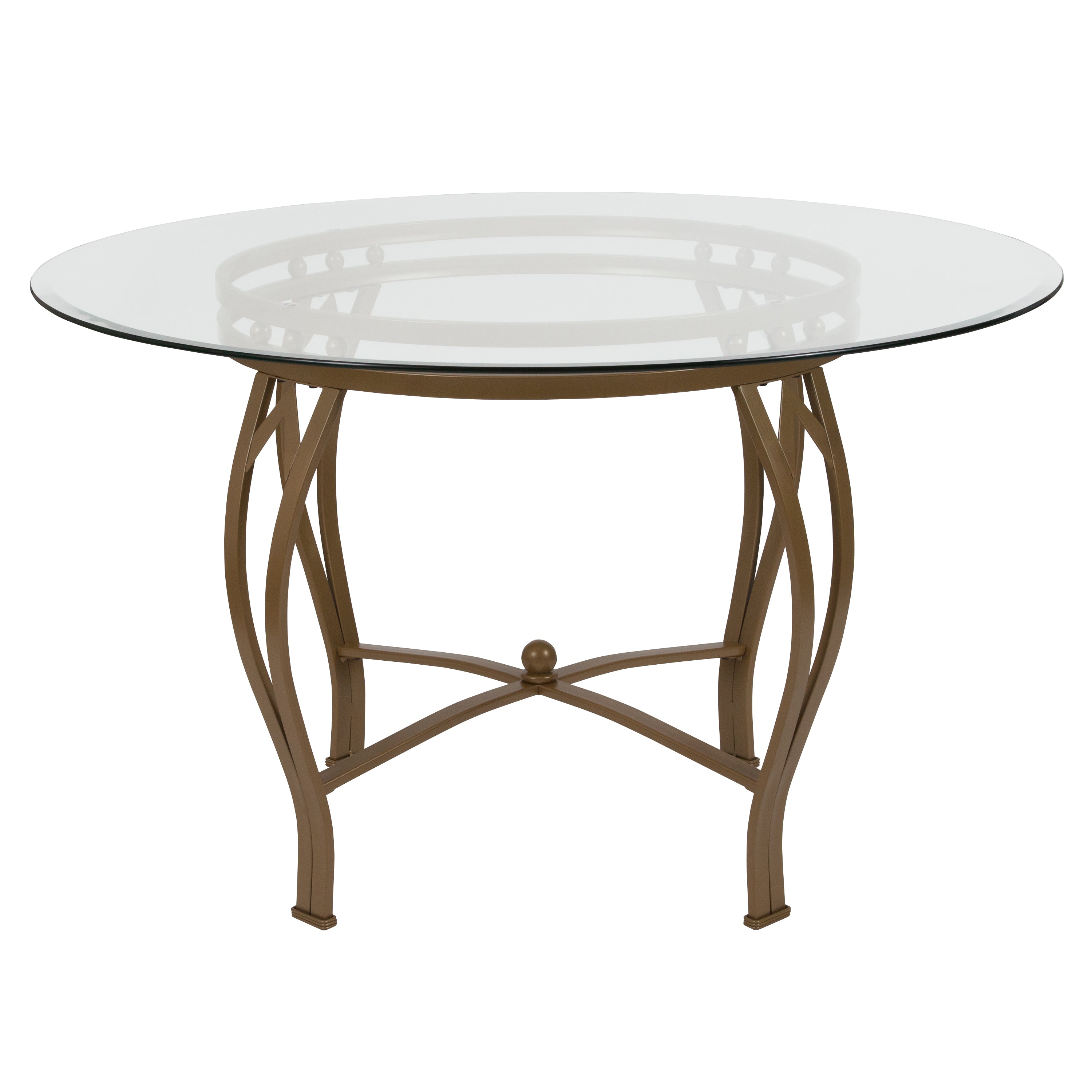 Syracuse 48'' Round Glass Dining Table with Matte Gold Metal Frame